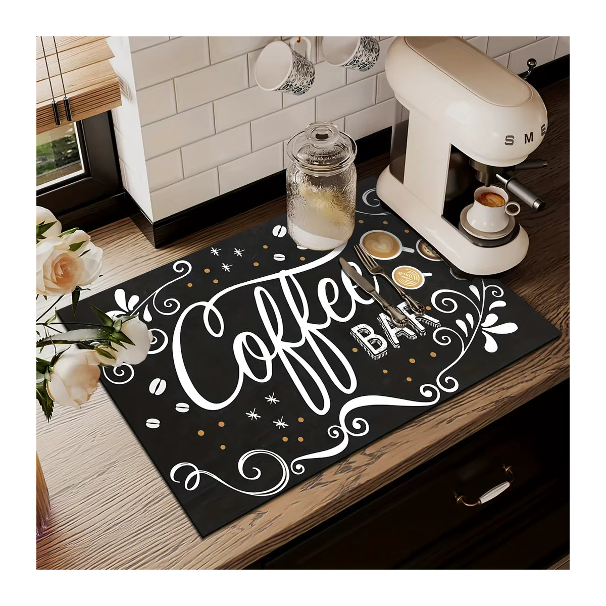 Rutschfeste und saugfähige Kaffee-Abtropfmatte aus weichem Gummi und Polyester für die Küche oder Bar - Bild 1