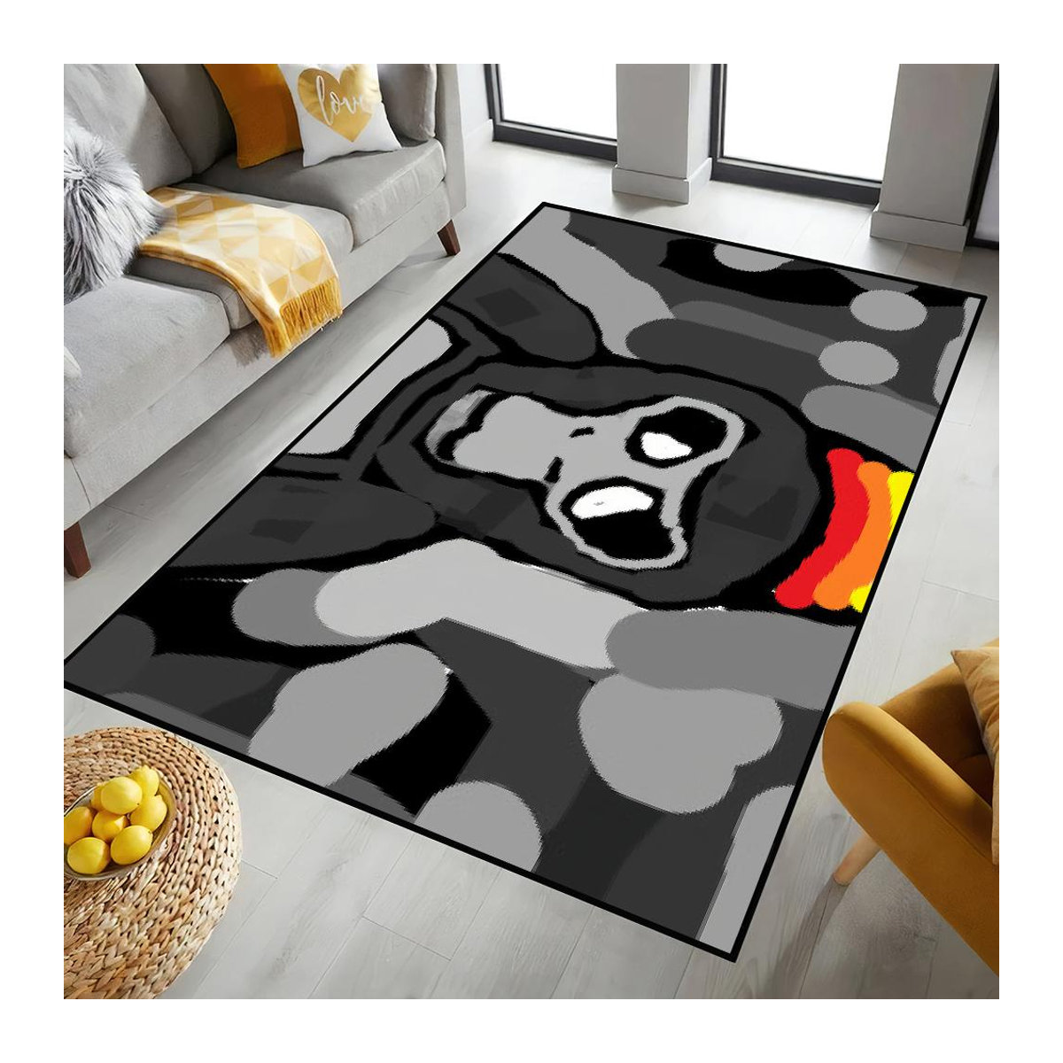 Rutschfeste und waschbare Fußmatte von Karpetti mit Gorilla-Motiv für Eingang, Küche oder Wohnzimmer B/B: 100 x 150 cm - Bild 2