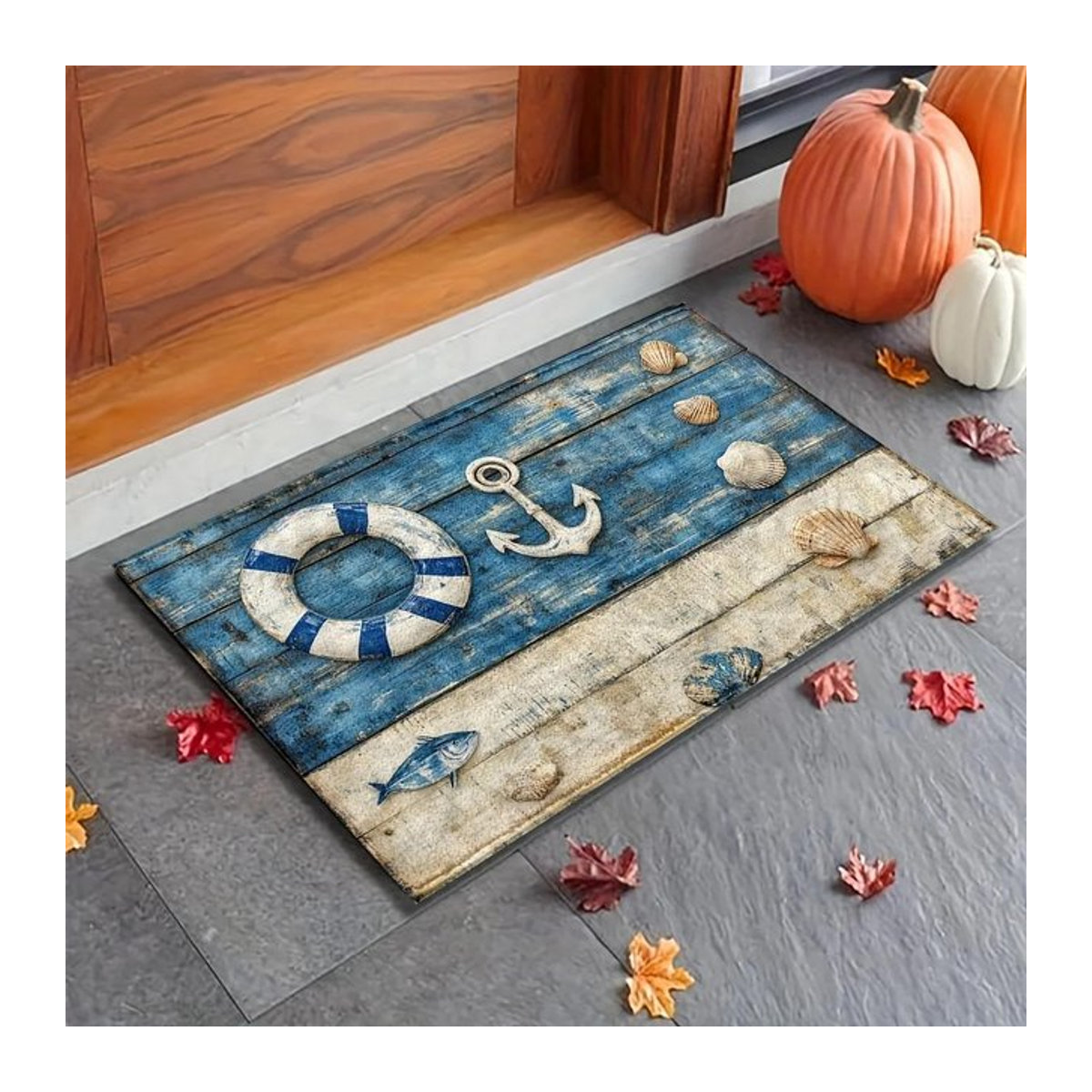 Rutschfeste und wasserabsorbierende Fußmatte mit 3D-Illusion Meerwasser-Strandmuster, B/B: 50 x 30 cm - Bild 1