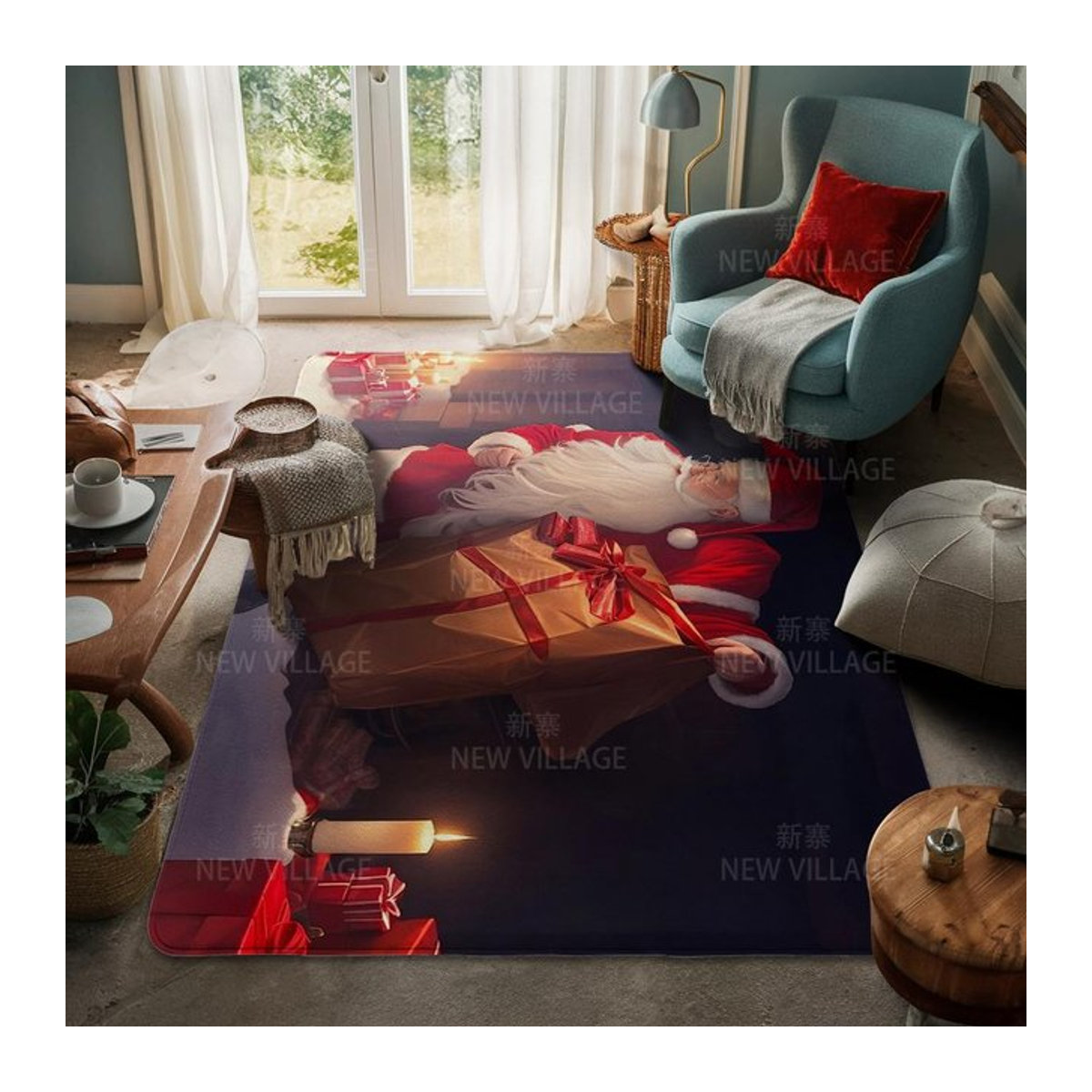 Rutschfeste und wasserabsorbierende Fußmatte von Karpetti für Hauseingang, Wohnzimmer oder Bad mit Weihnachtsmotiv, B/T: 60 x 40 cm - Bild 1