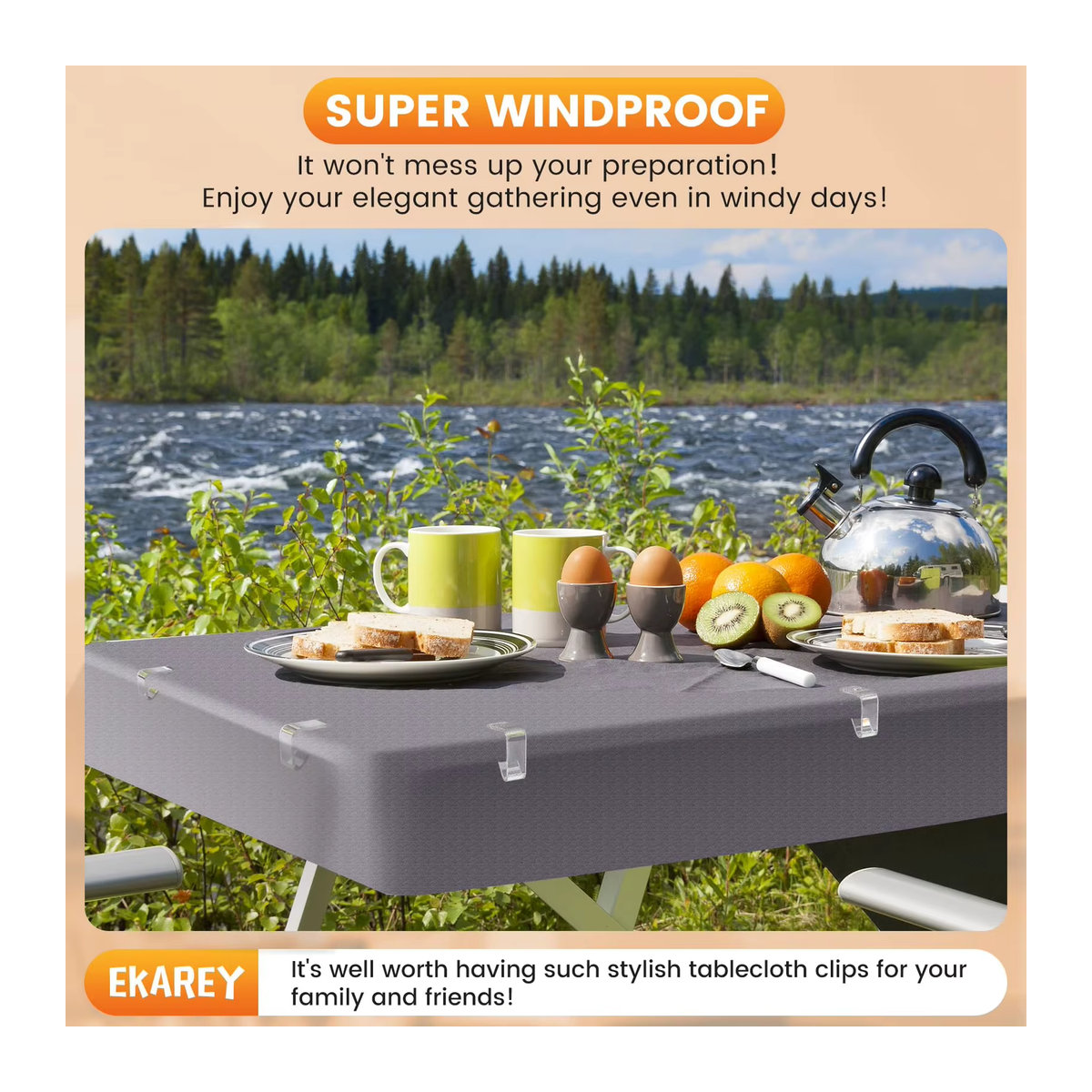 Rutschfeste und winddichte Tischdeckenklammern aus transparentem Kunststoff für Picknick und Camping - Bild 2