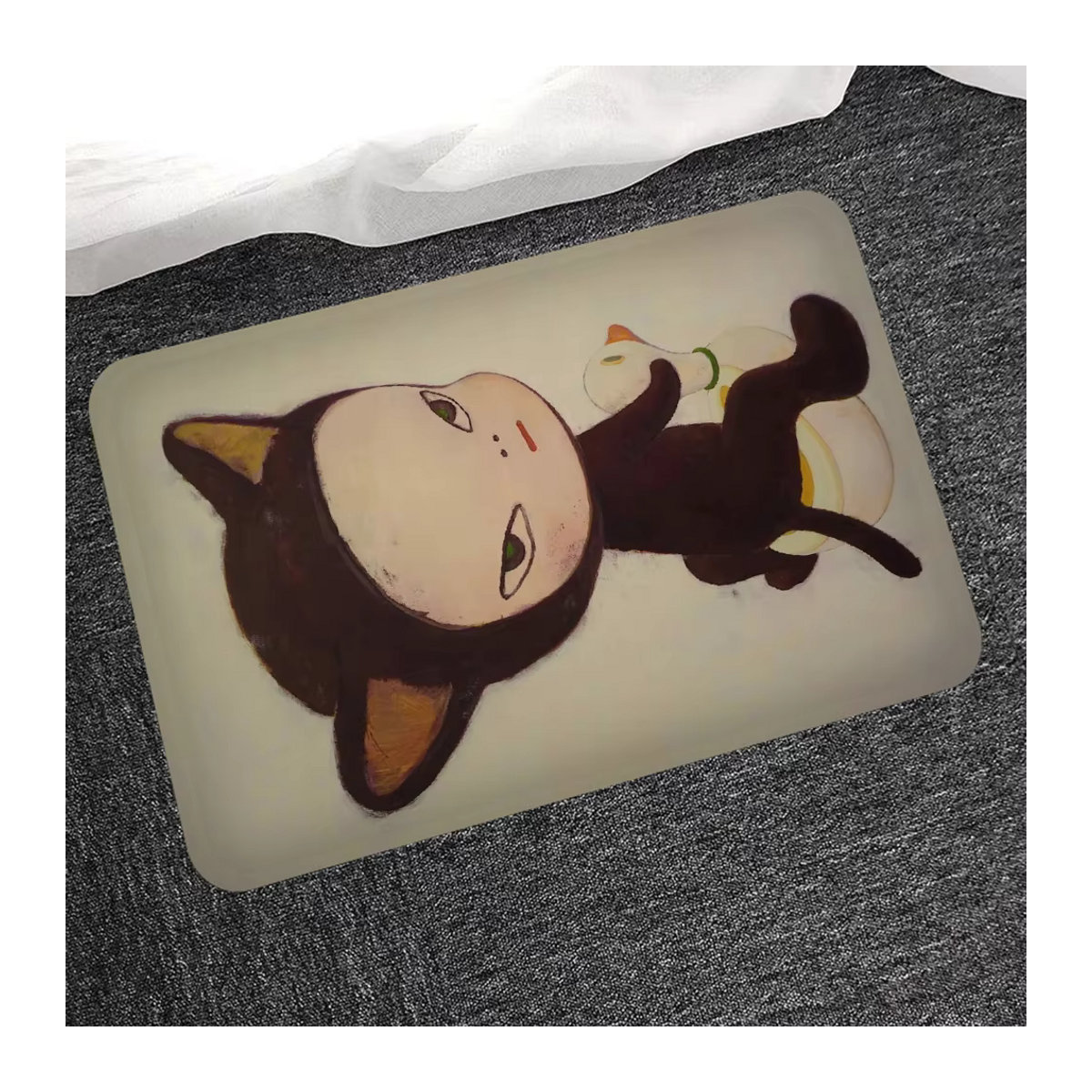 Rutschfeste Yoshitomo Nara Art Cartoon Matte in Mehrfarbig für Badezimmer, Wohnzimmer und Küche - Bild 2