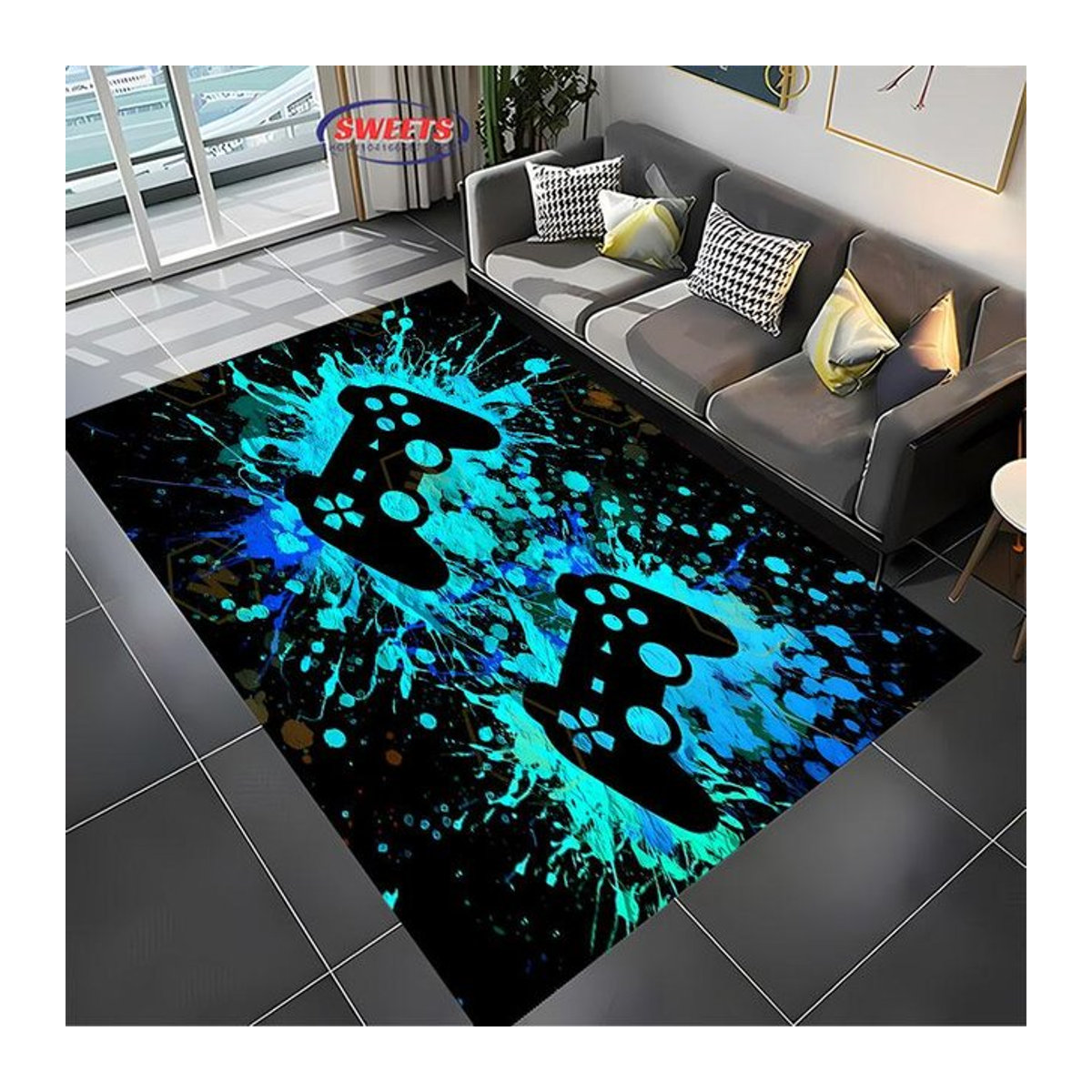 Rutschfester 3D-Druckteppich mit Spielcontroller-Design für Wohnzimmer, Schlafzimmer und Küche, B/T: 60 x 40 cm - Bild 1