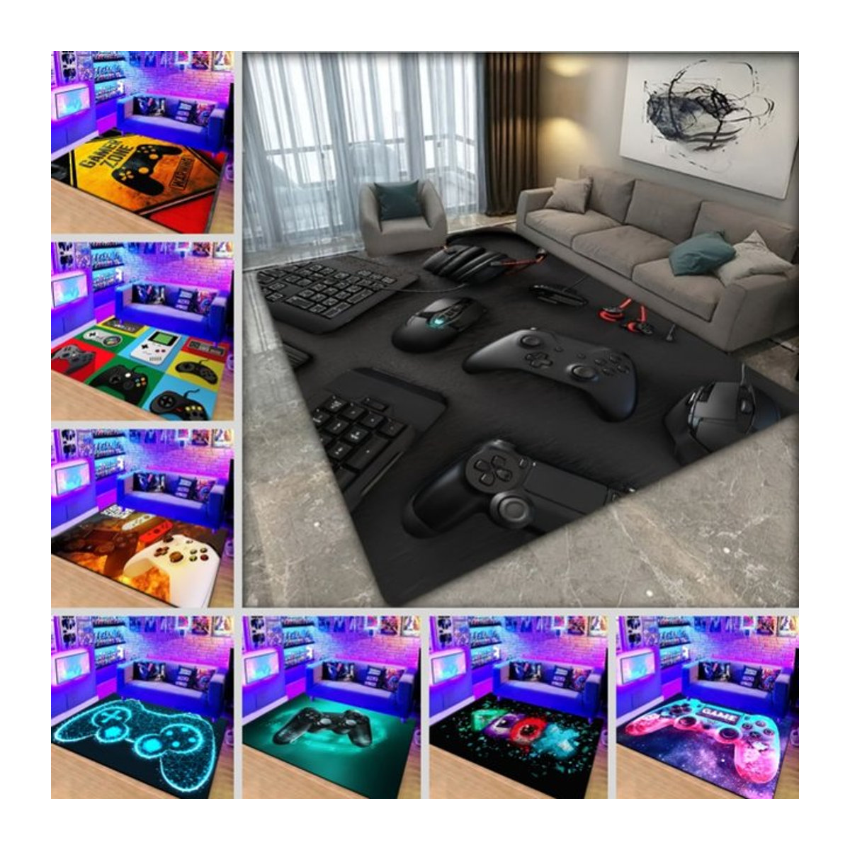 Rutschfester 3D-Spielekonsolen-Controller-Teppich für Wohnzimmer und Kinderzimmer als dekorative Krabbelmatte oder Fußmatte - Bild 1