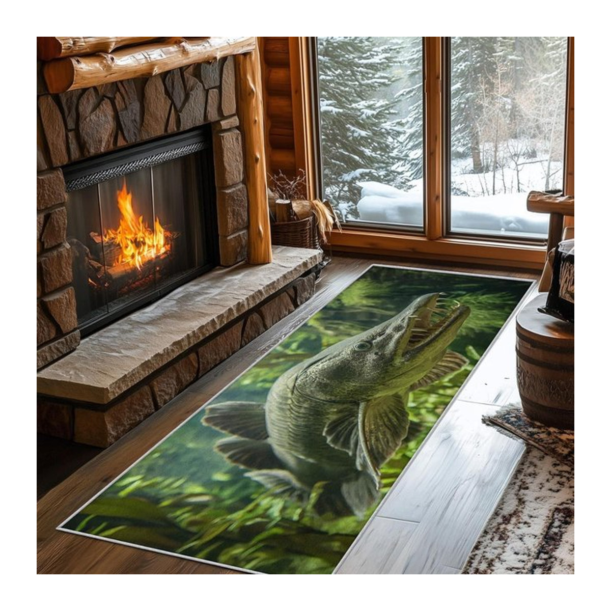 Rutschfester Druckteppich mit Fischmuster für Wohnzimmer, Küche und Flur B/T: 50 x 150 cm - Bild 1