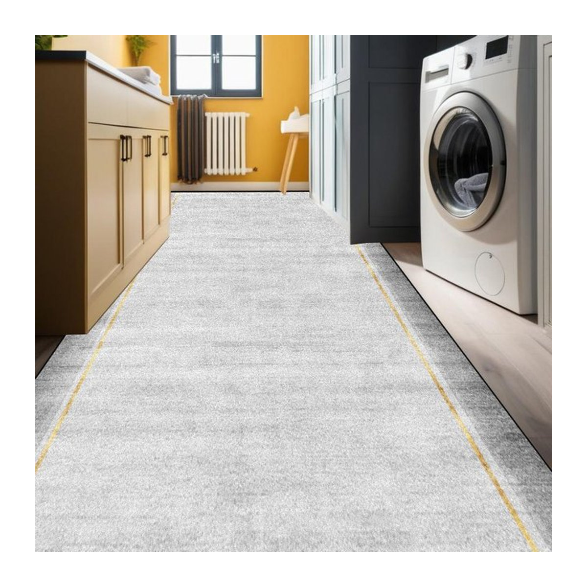 Rutschfester Karpetti Flurteppich mit geometrischem Design für Flur, Küche oder Badezimmer, B/T/H: 60 x 200 cm - Bild 1