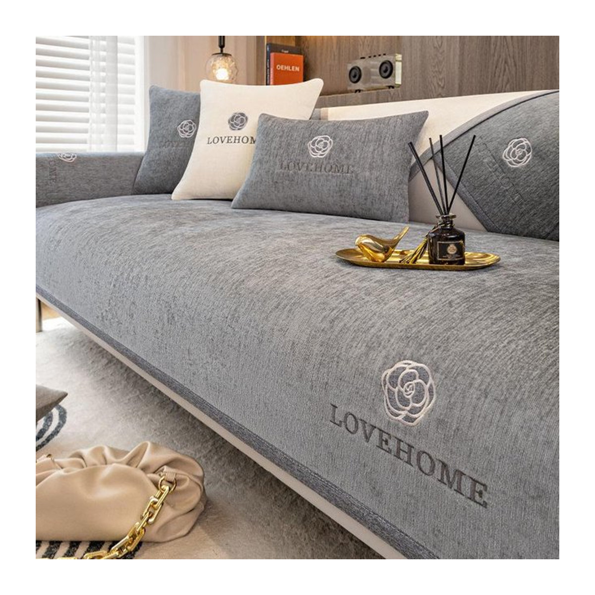 Rutschfester Luxus-Leder-Sofabezug von Your Warm Home in Dunkelgrau, B/B: 70 x 120 cm - Bild 1