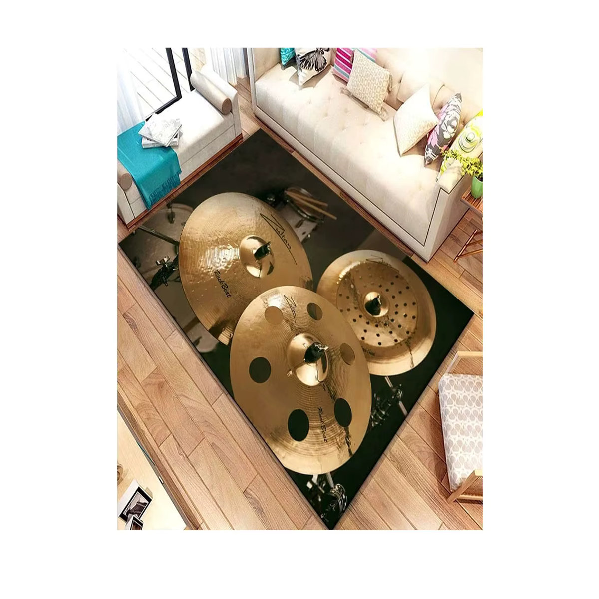 Rutschfester Musik-Teppich mit Drum Kit Motiv für Wohnzimmer und Schlafzimmer von INS - Bild 2