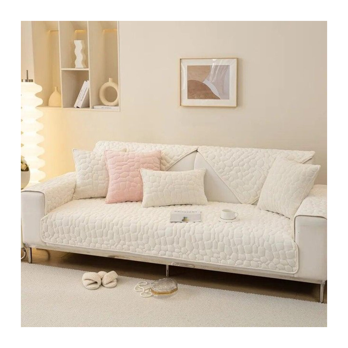 Rutschfester Plüsch-Sofabezug für das Wohnzimmer, warmer Kissenbezug in einfarbigem Design, B/B: 70 x 70 cm - Bild 1