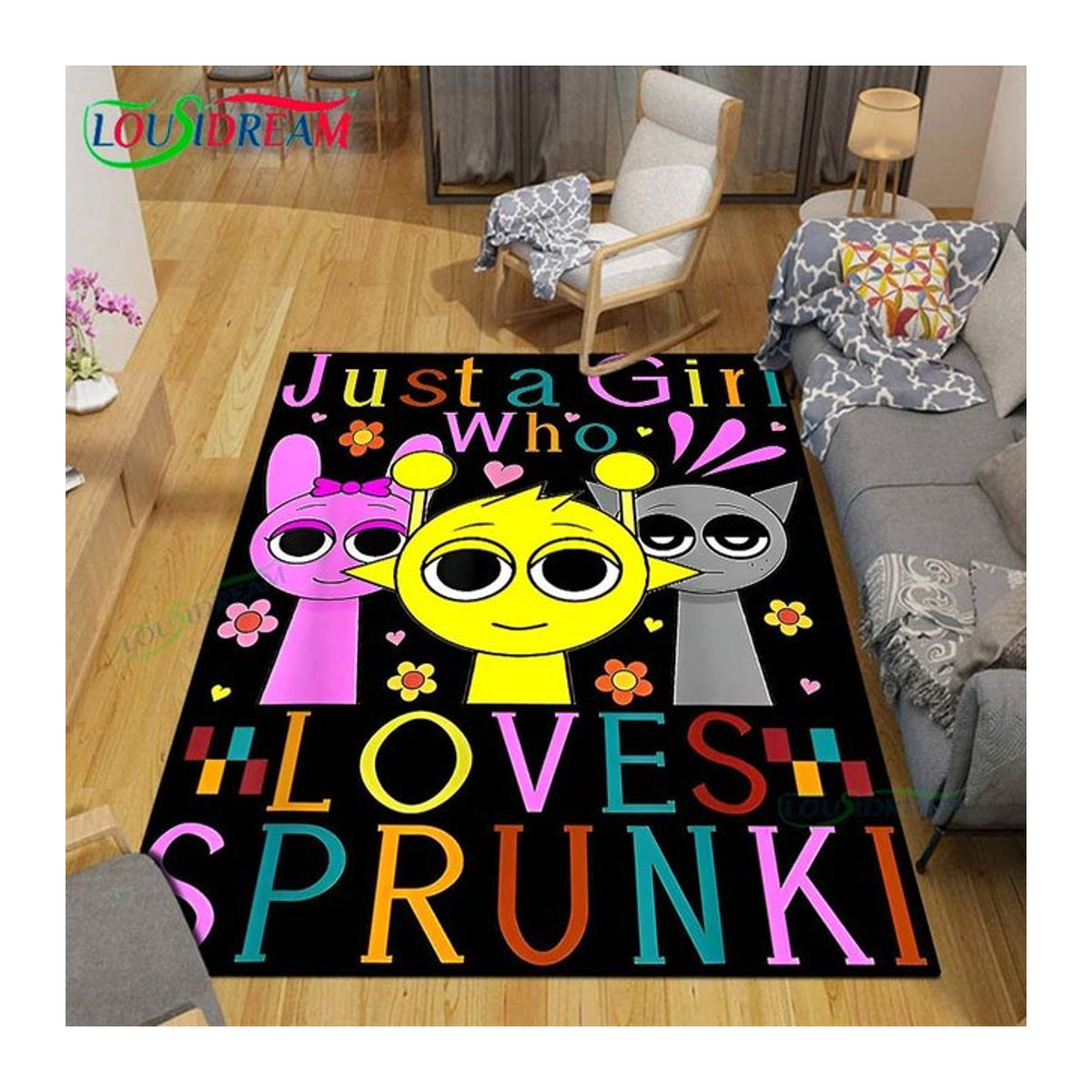 Rutschfester S-Sprunki Incredibox Spielteppich für Kinderzimmer und Schlafzimmer, B/B: 135 x 200 cm - Bild 1
