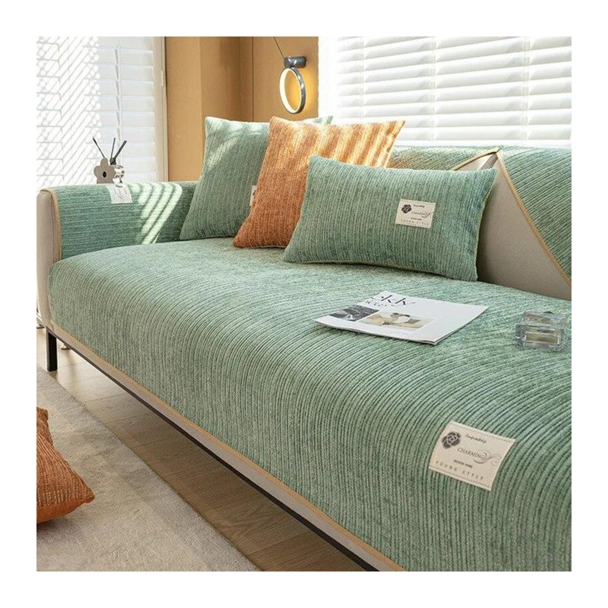 Rutschfester Sofabezug aus Chenille für dein Wohnzimmer, einfarbig, B/B: 70 x 150 cm - Bild 1