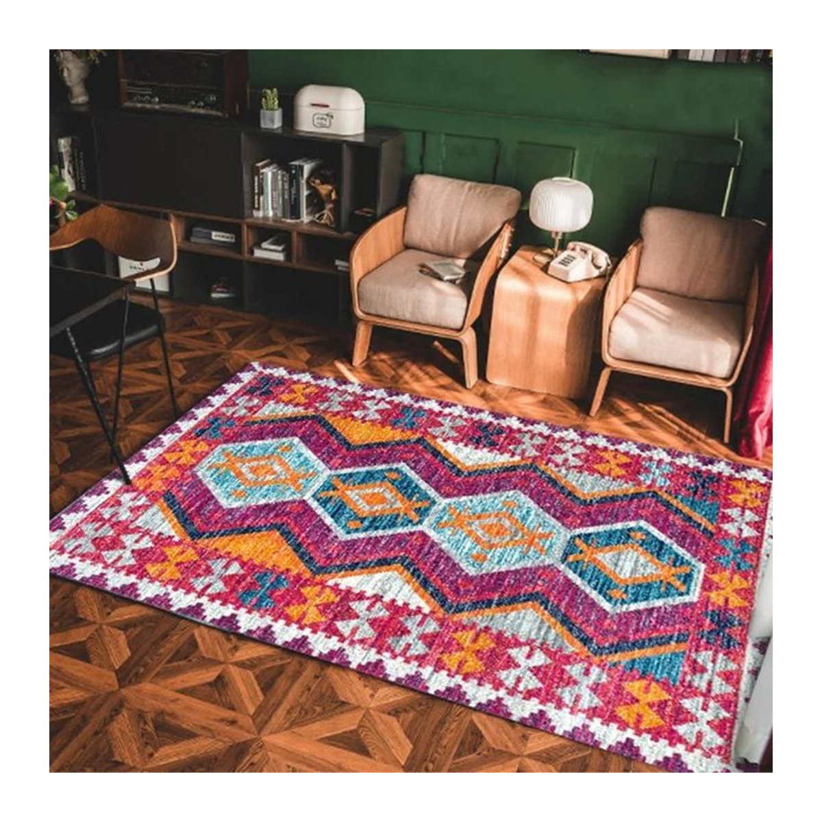 Rutschfester Teppich im böhmischen Marokko-Stil für Wohnzimmer und Schlafzimmer B/B: 50 x 80 cm - Bild 1