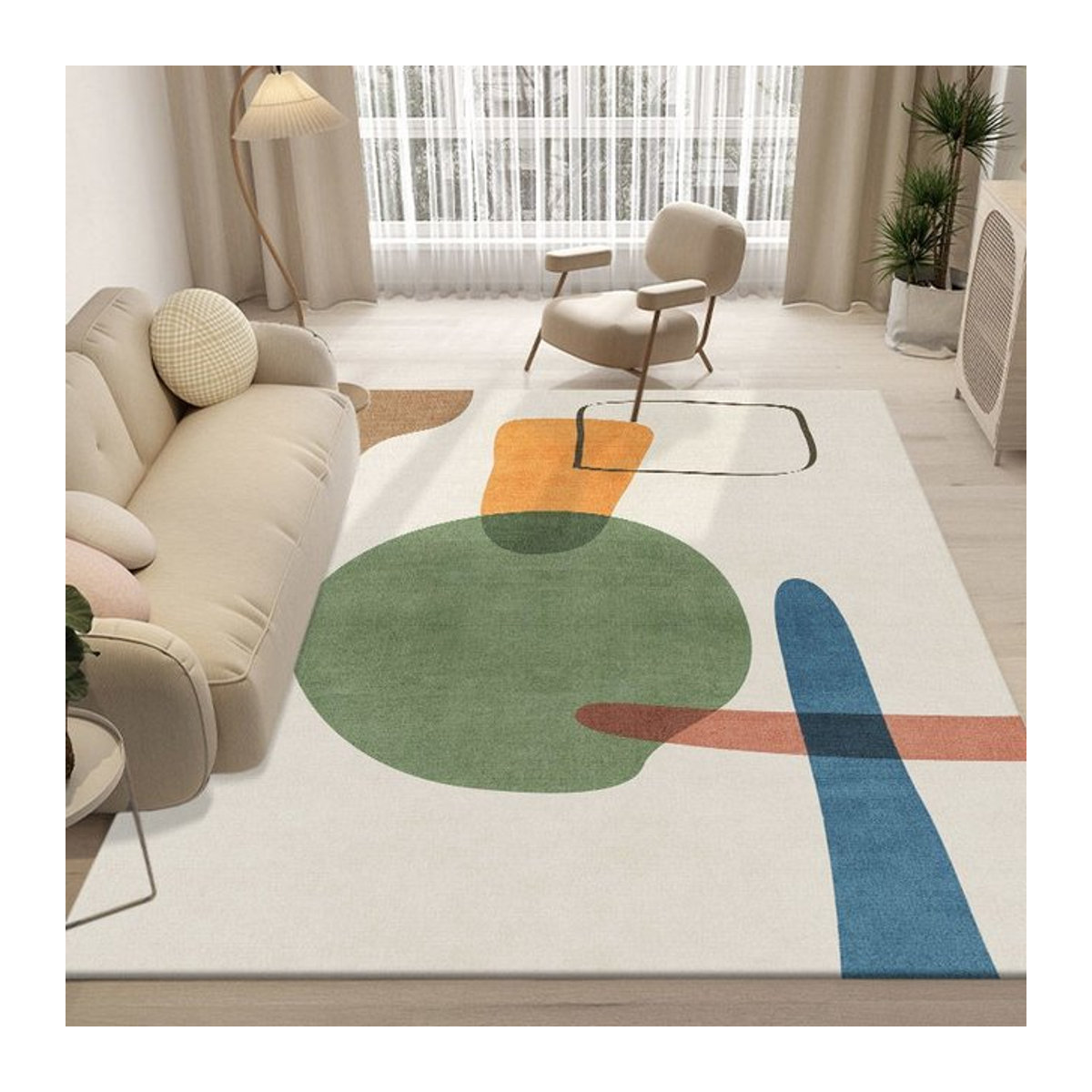 Rutschfester Teppich mit abstraktem Linienmuster für Wohnzimmer, Flur oder Schlafzimmer in Multicolor - Bild 1