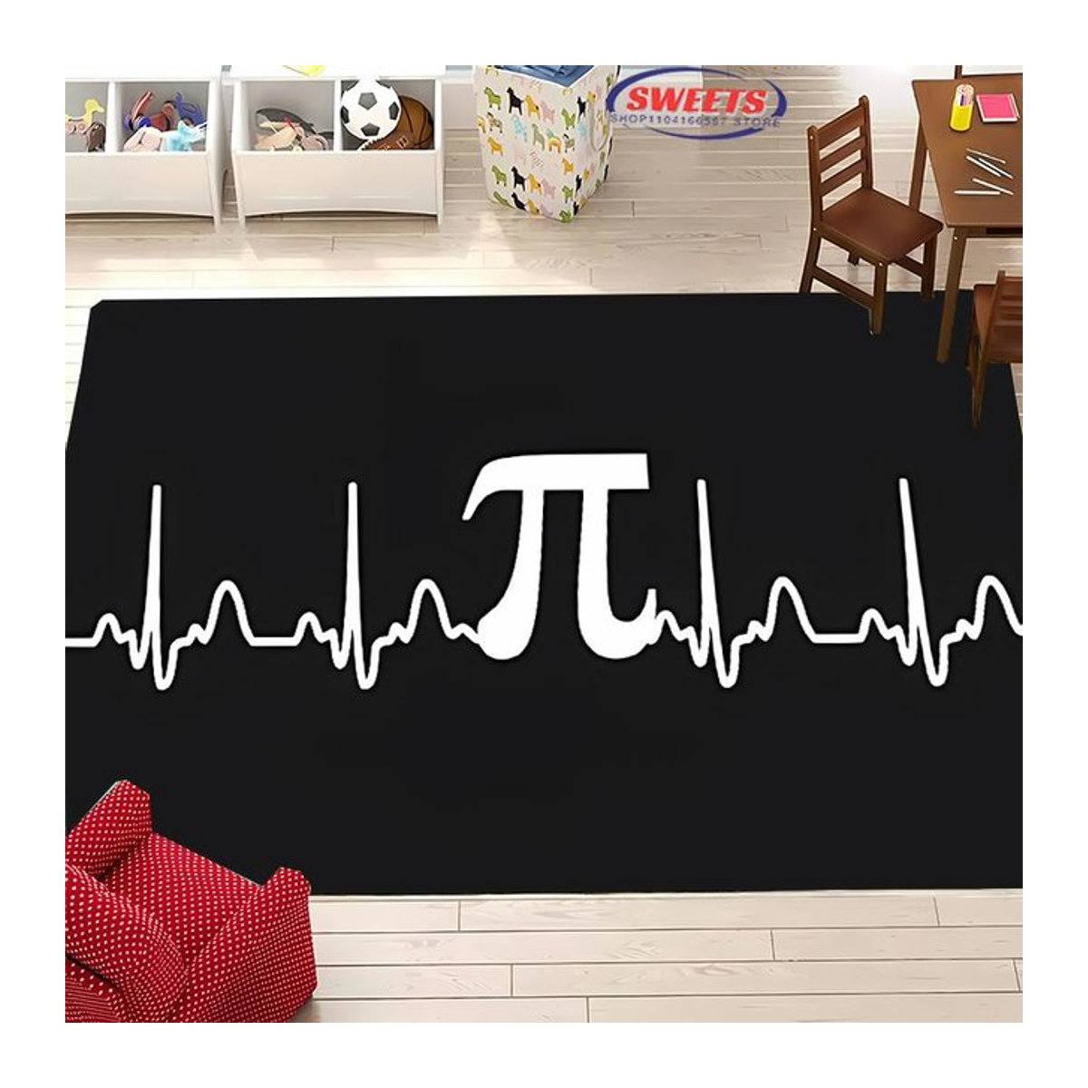 Rutschfester Teppich mit Pi Mathematik Wissenschaft Muster für Wohnzimmer, Schlafzimmer oder Büro, B/T: 60 x 40 cm - Bild 1