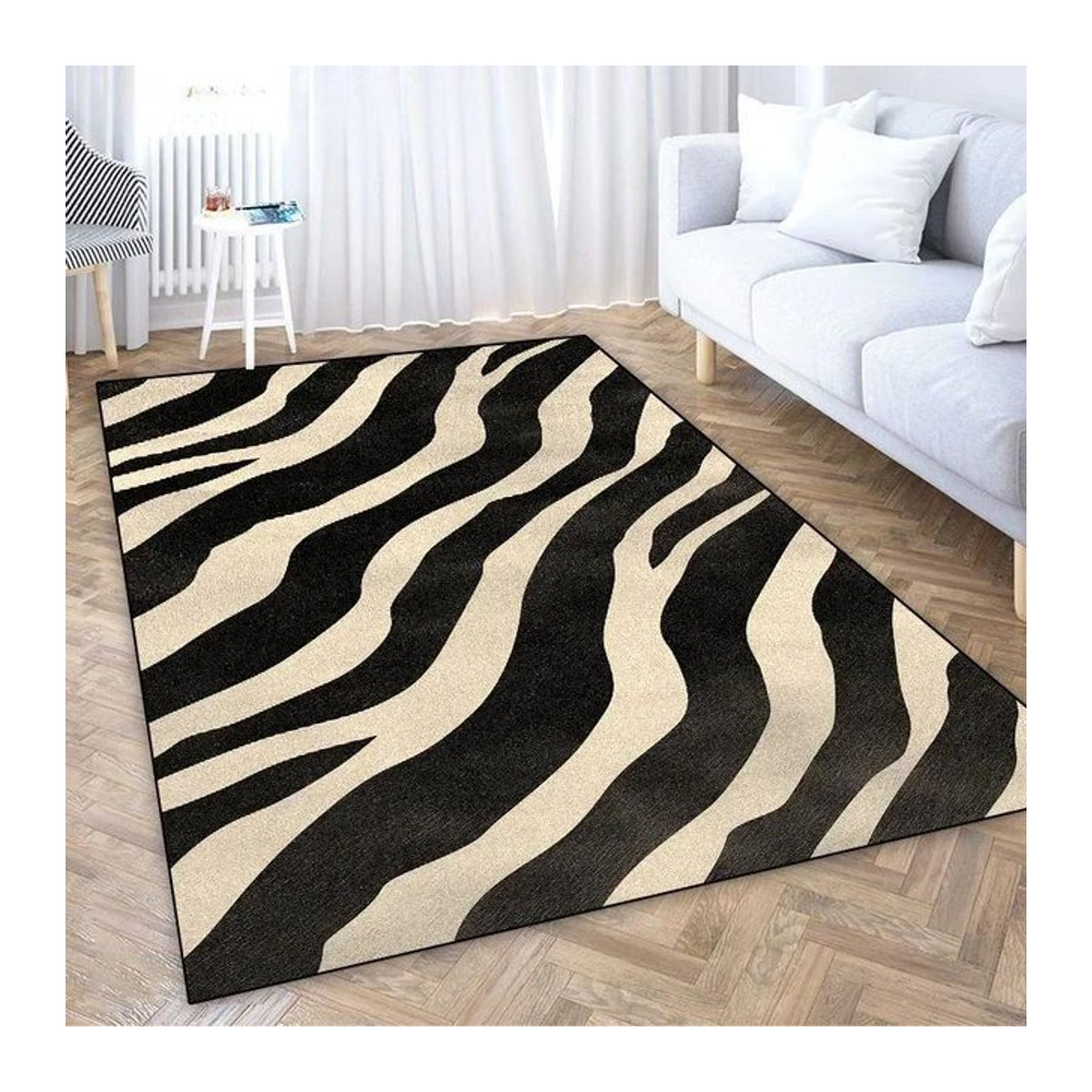 Rutschfester Teppich mit Zebrastreifen im amerikanischen Stil für Wohnzimmer, Schlafzimmer oder Badezimmer, B/B: 60 x 40 cm - Bild 1