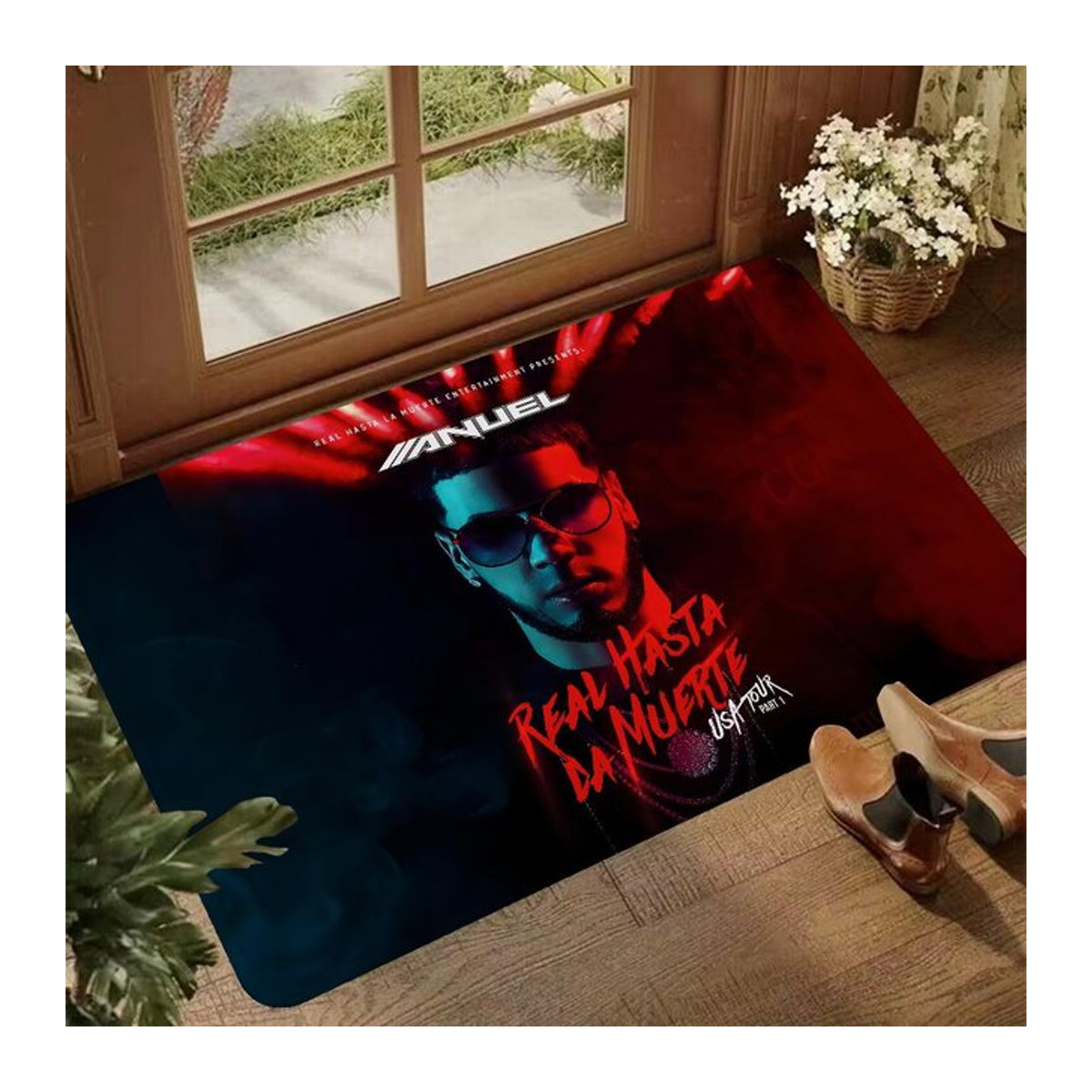 Rutschfester und wasserabsorbierender Teppich mit Anuel AA Hip Hop Design von Karpetti für dein Schlafzimmer, B/T: 60 x 40 cm - Bild 1