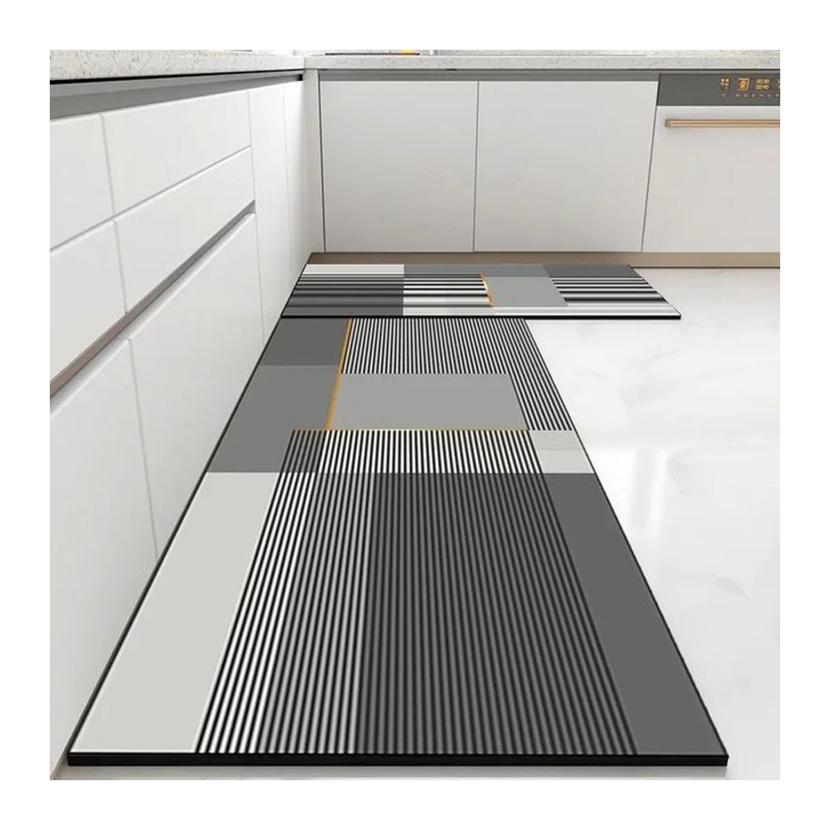 Rutschfester und wasserdichter PVC-Küchenteppich von facaishu in modernem Streifen-Design, ölbeständige Bodenmatte - Bild 1