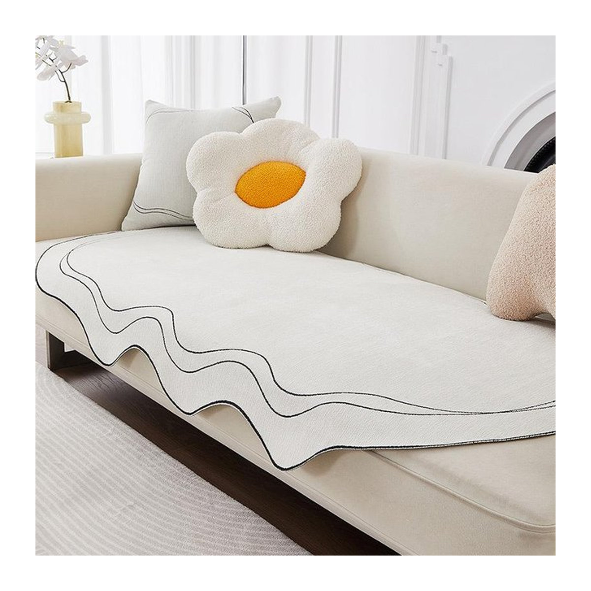 Rutschfestes Chenille Sofa-Überwurf Kissen mit Kissenbezug für alle Jahreszeiten, Breite: 70 cm, Höhe: 70 cm - Bild 1