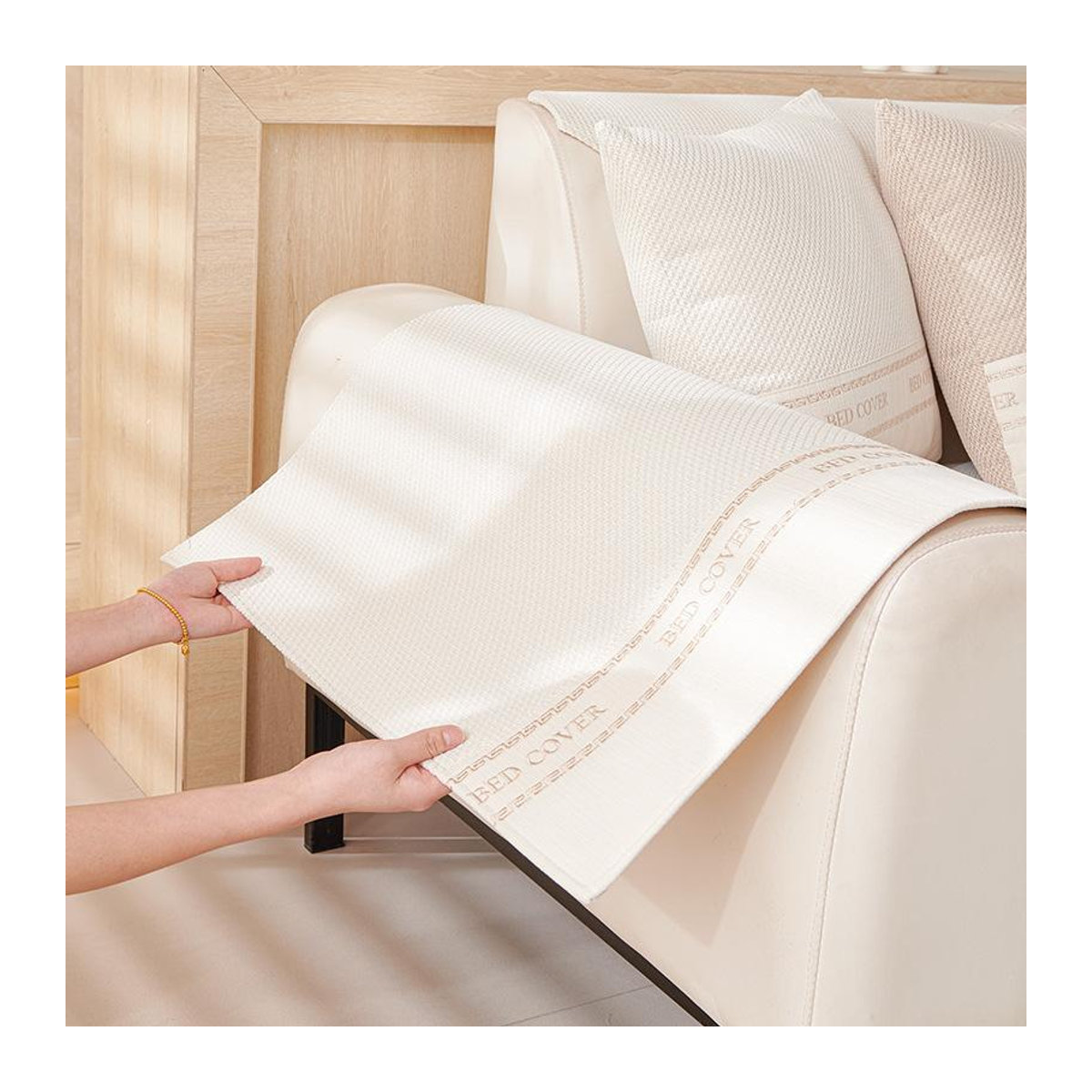 Rutschfestes Chenille Sofabezug mit Leder-Optik für dein Sofa, universell für alle Jahreszeiten, 70 x 70 cm - Bild 1