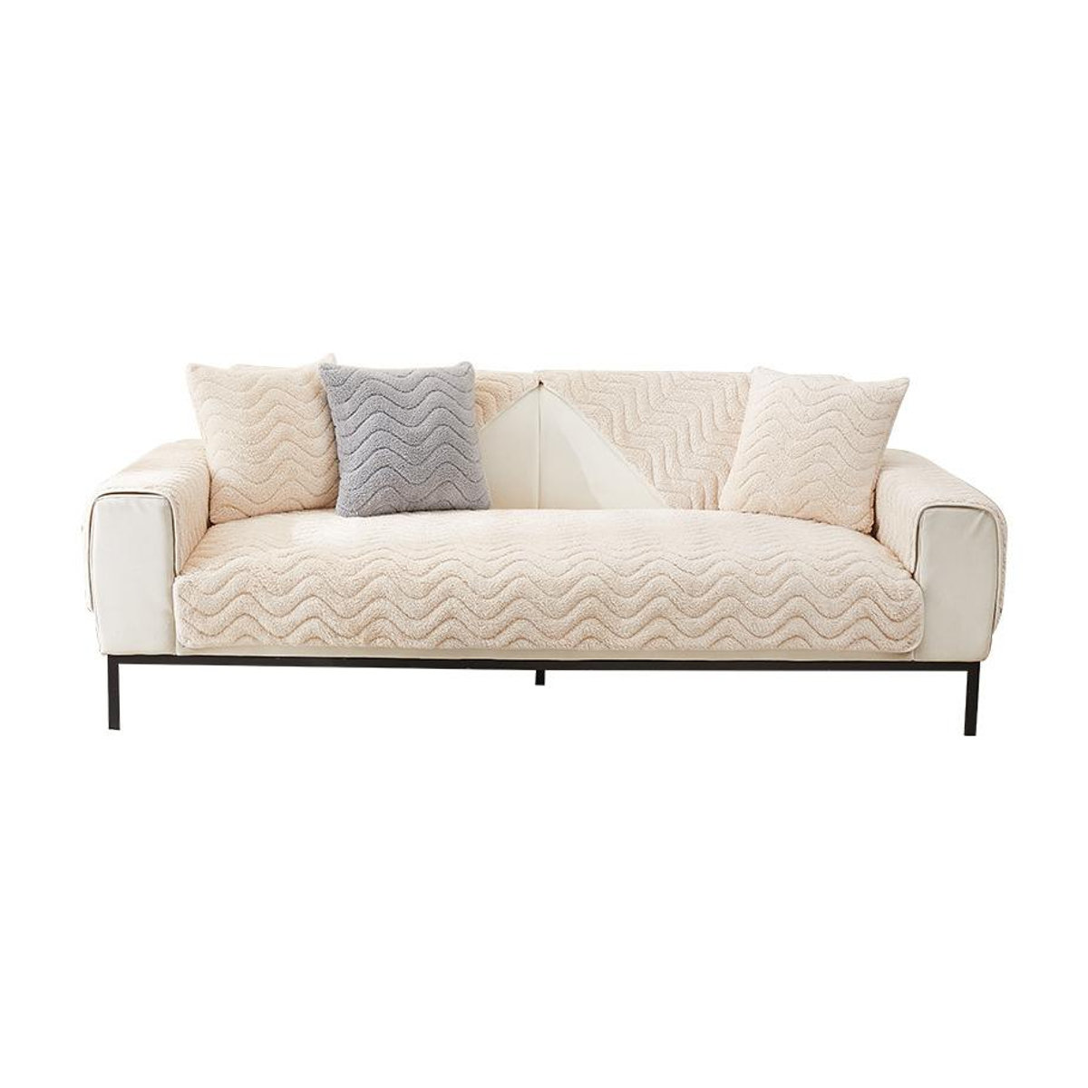 Rutschfestes Plüschkissen und waschbarer Leder Sofaüberzug als verdickte Rückenlehne für dein Sofa, B/B: 70 x 70 cm - Bild 1