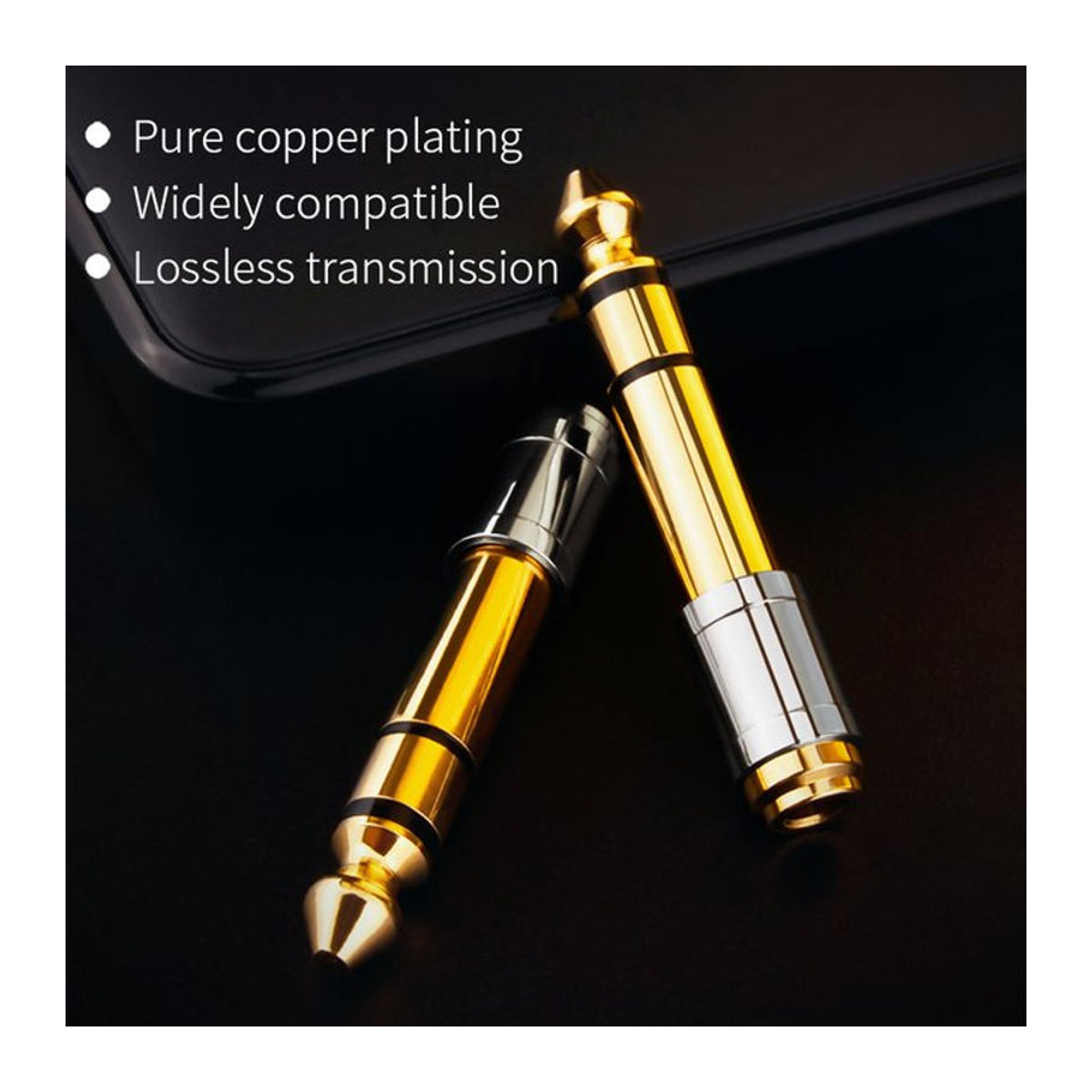 RUZUO Audio Adapter 3,5 mm auf 6,35 mm Jack Konverter Männlich zu Weiblich in Alufarben - Bild 1