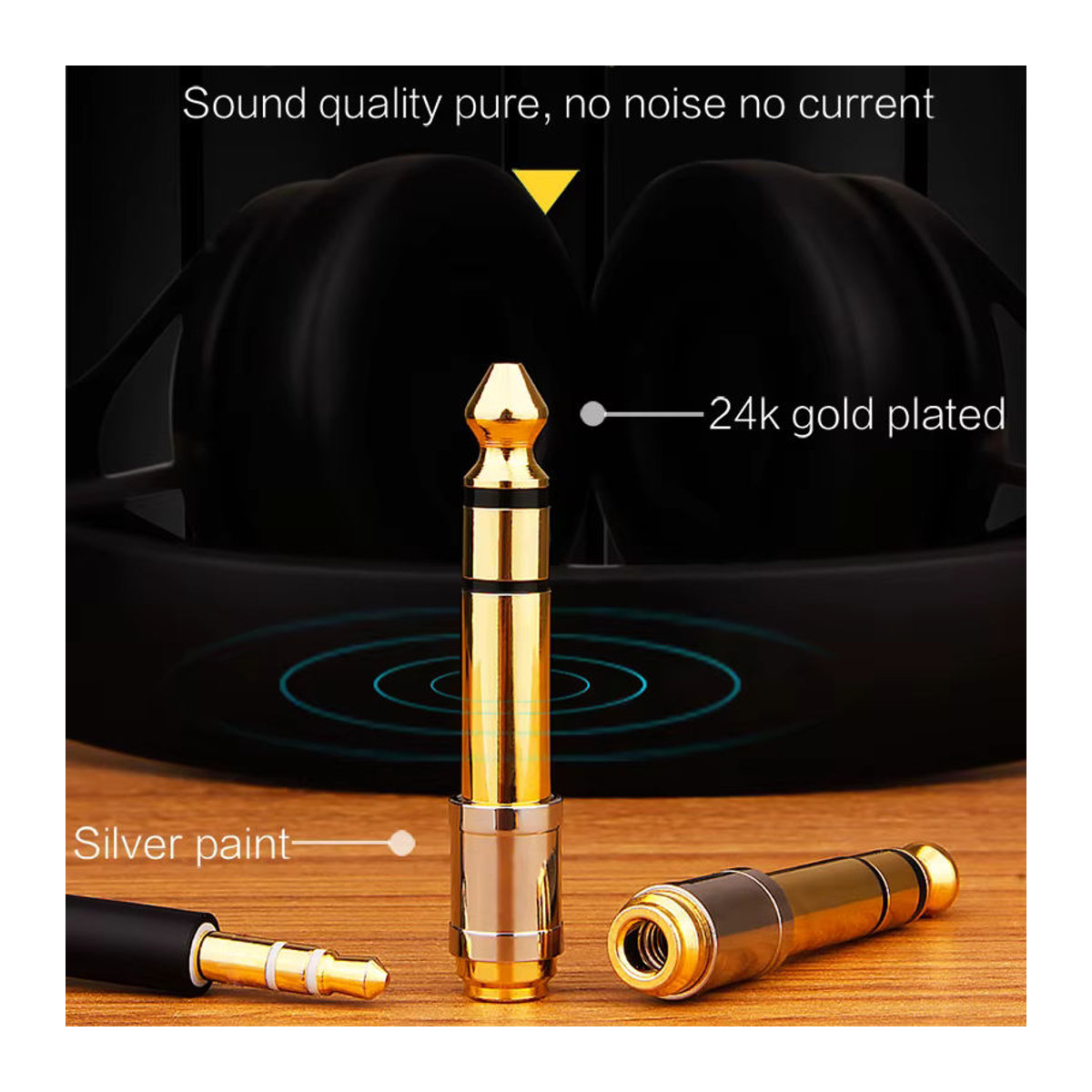 RUZUO Audio Adapter 3,5 mm auf 6,35 mm Jack Konverter Männlich zu Weiblich in Alufarben - Bild 3