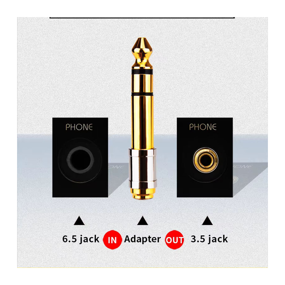 RUZUO Audio Adapter 3,5 mm auf 6,35 mm Jack Konverter Männlich zu Weiblich in Alufarben - Bild 4