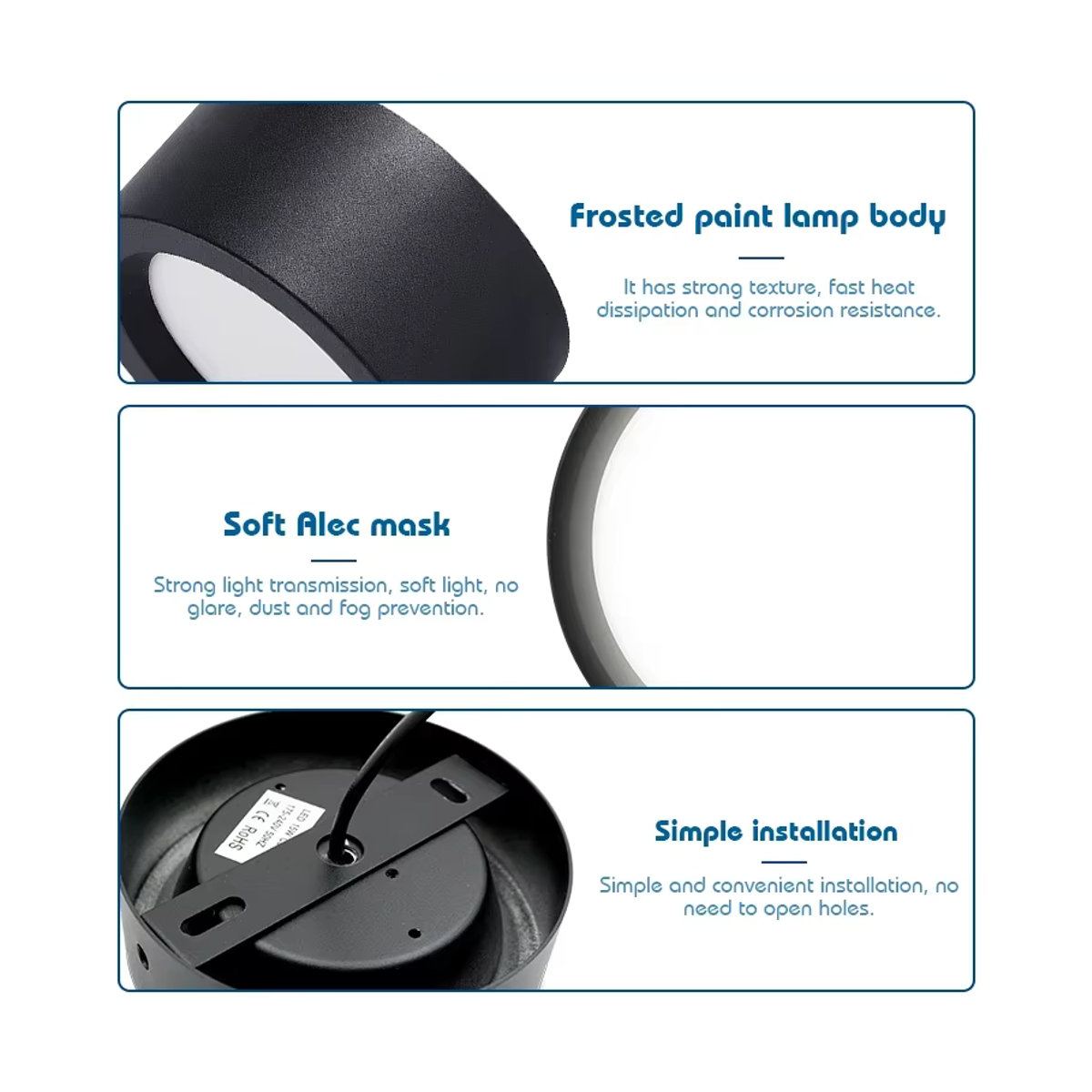 RXMAX LED Einbaustrahler aus Aluminium für Decke und Küche, minimalistisches Panel in Schwarz oder Weiß, 18W - Bild 3