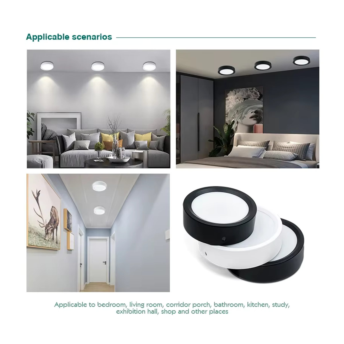 RXMAX LED Einbaustrahler aus Aluminium für Decke und Küche, minimalistisches Panel in Schwarz oder Weiß, 18W - Bild 5