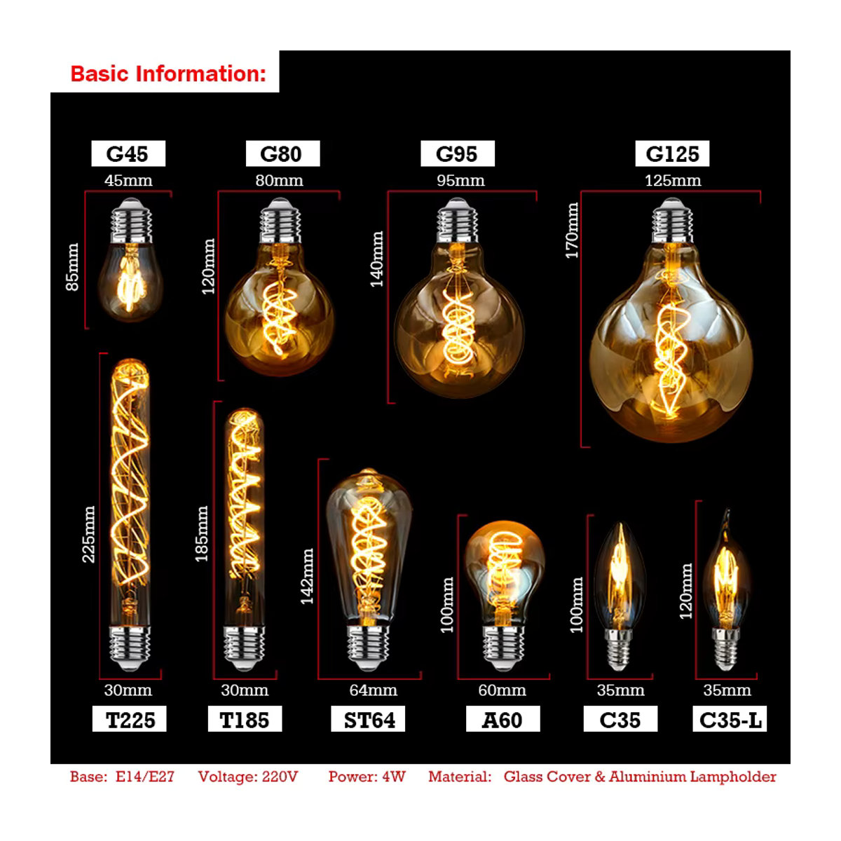 RXMAX LED Retro Edison-Glühbirne Filament-Lampe Warmweiß 2200K aus Glas - Bild 2