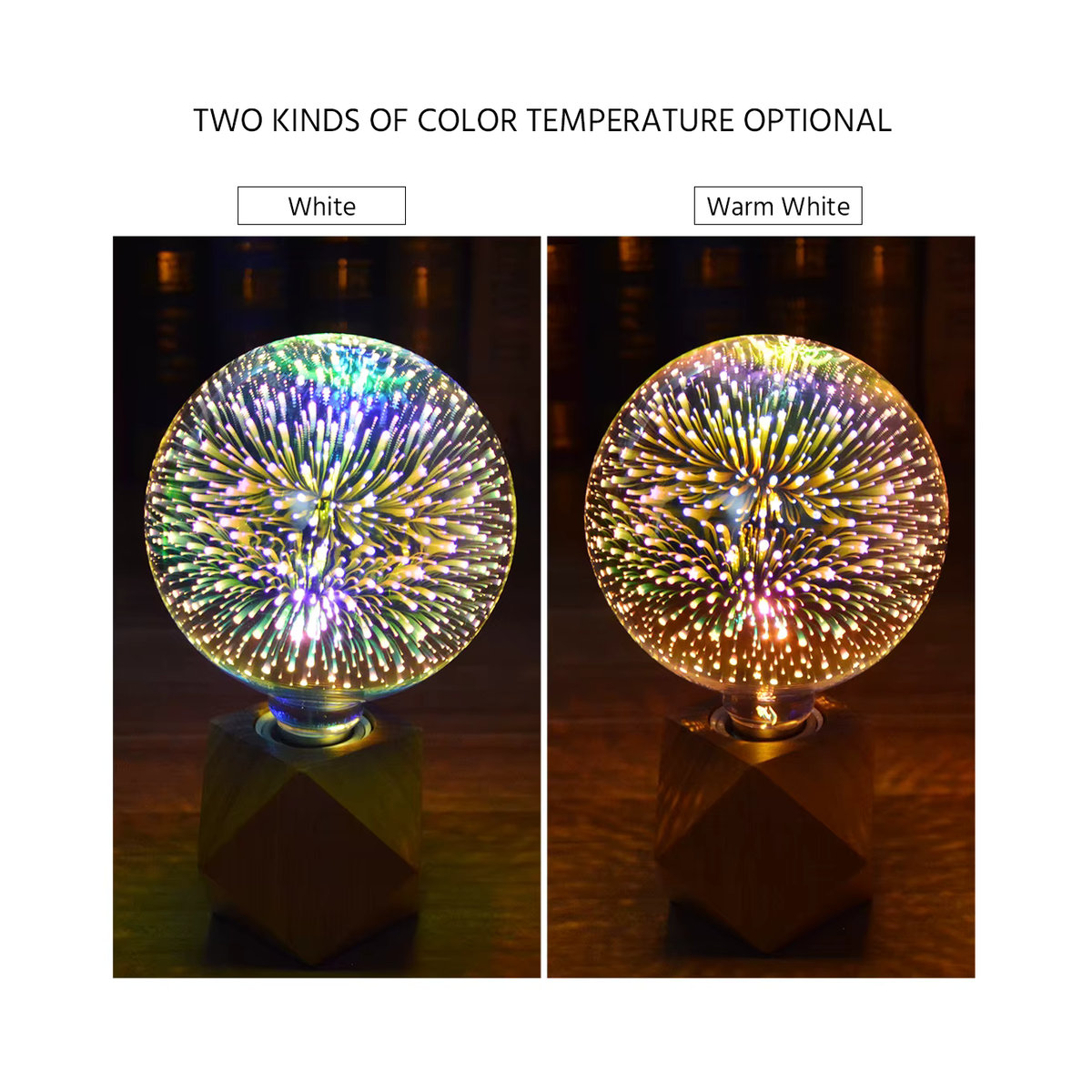 Rybakov 3D Nachtlicht E27 Glühbirne mit Sternen- und Feuerwerk-Effekt in Bunt aus Glas - Bild 3