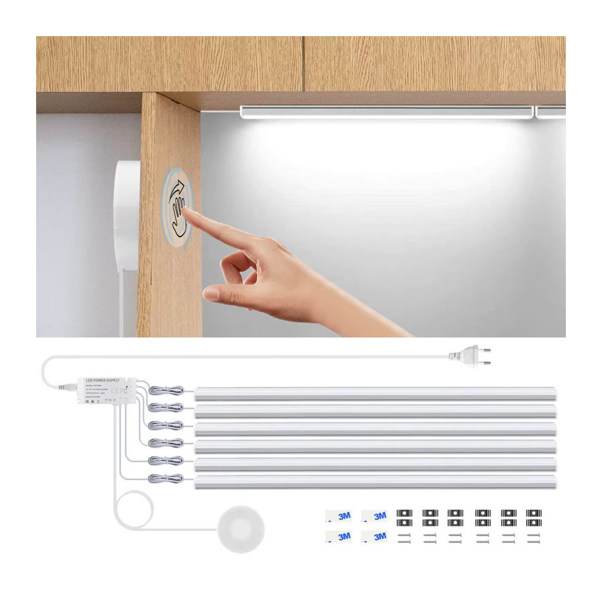 Rybakov LED Möbelbeleuchtung mit Motion Touch Sensor aus Holz und Aluminium in Weiß - Bild 2