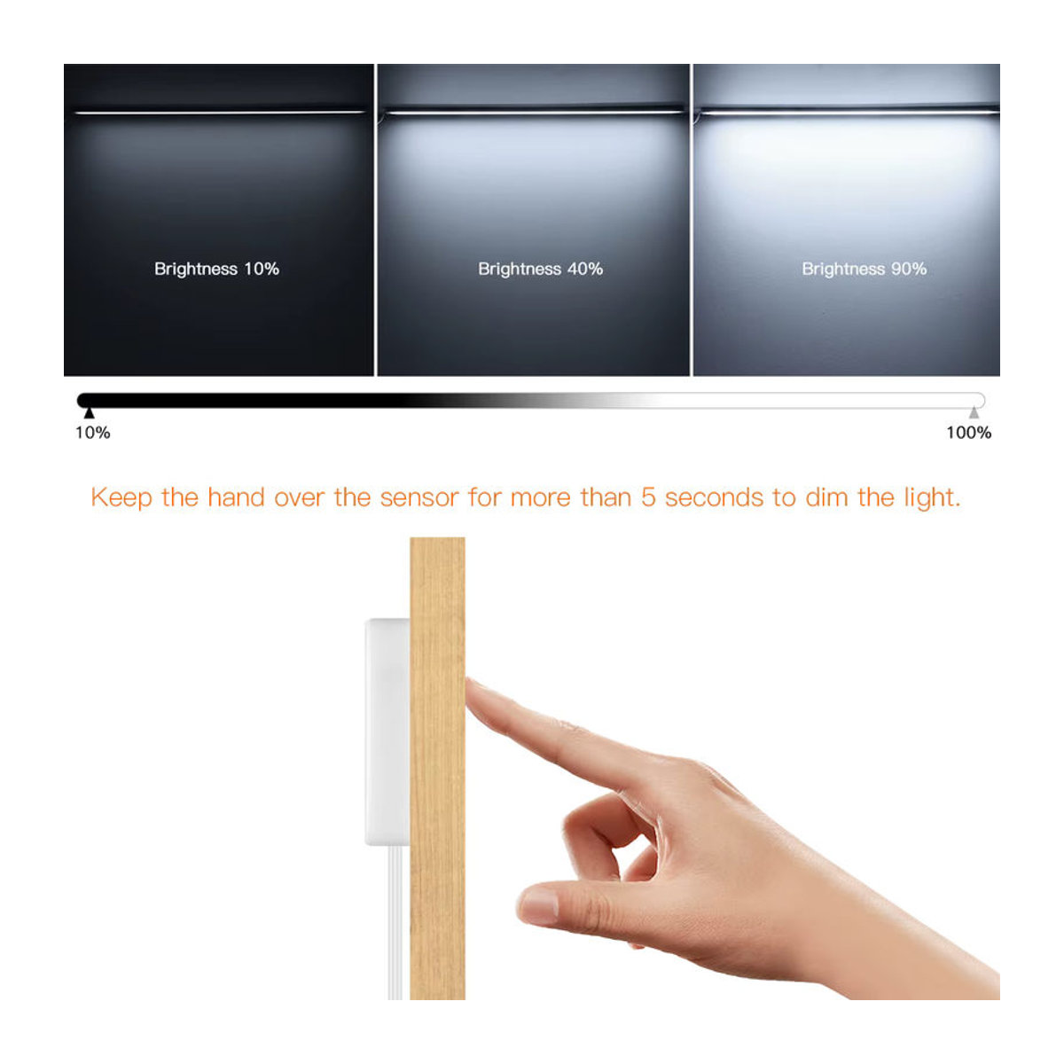 Rybakov LED Möbelbeleuchtung mit Motion Touch Sensor aus Holz und Aluminium in Weiß - Bild 4