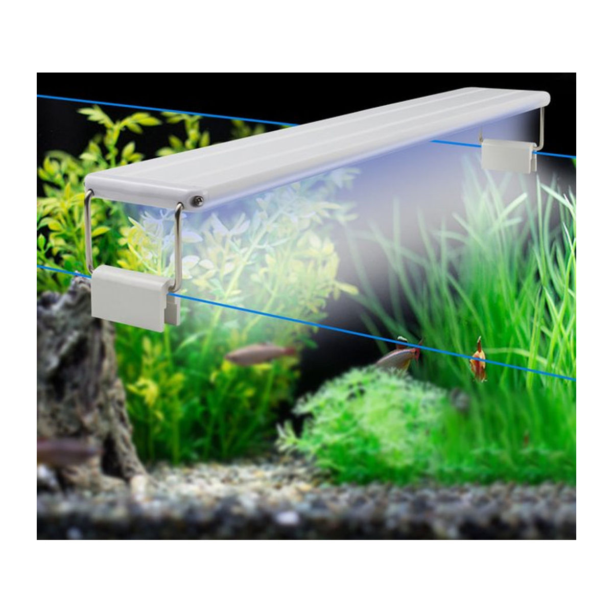 Rybakov Minimalistisch Aquarium Beleuchtung Weiß und Blau Wasserdicht für Aquarien von 18 bis 48 cm Länge - Bild 1