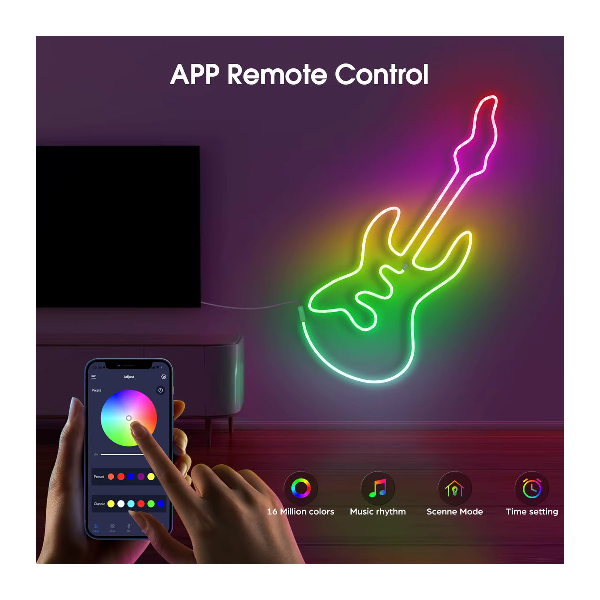 Rybakov RGBIC LED Neon Seil Licht Bunt, Wasserdichtes Flexibles WS2812 LED Band mit Bluetooth App und dimmbarer Fernbedienung zur Wanddekoration - Bild 3