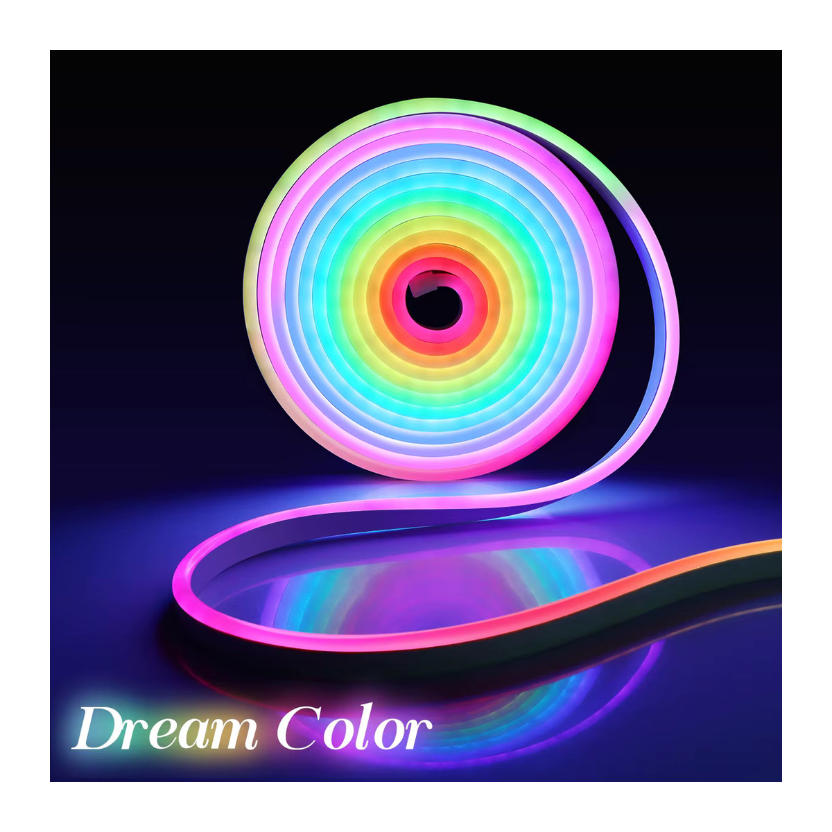 Rybakov RGBIC LED Neon Seil Licht Bunt, Wasserdichtes Flexibles WS2812 LED Band mit Bluetooth App und dimmbarer Fernbedienung zur Wanddekoration - Bild 4
