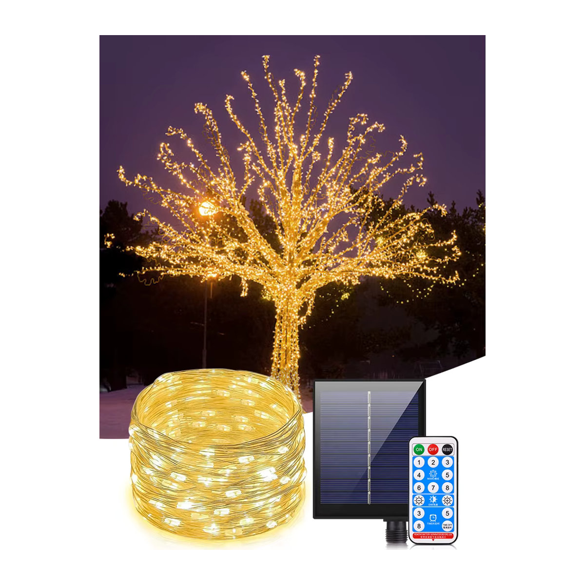 Rybakov Solar LED Lichterkette aus ultrahellem Kupferdraht für Outdoor, Garten und Dekoration - Bild 4