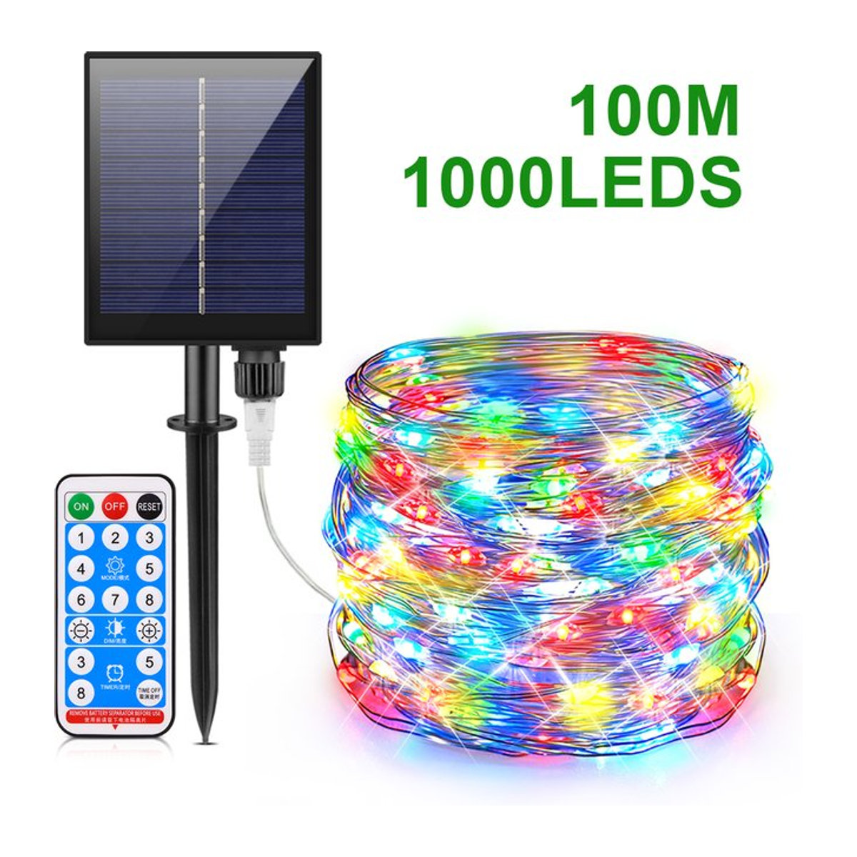 Rybakov Solar LED String Light Weihnachtsdekoration mit Dimmer und Fernbedienung für Garten und Außenbereich - Bild 1