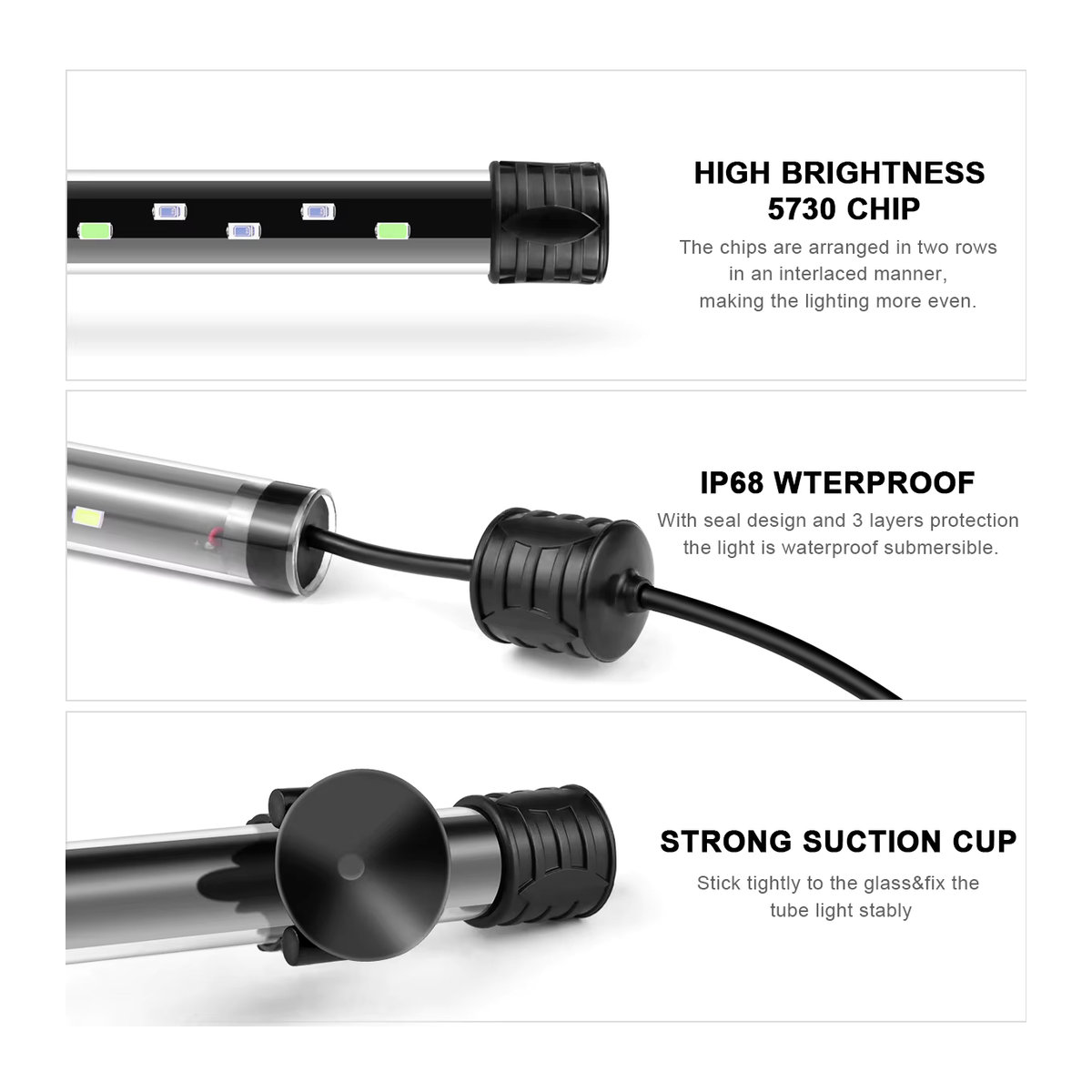 Rybakov Wasserdichte LED Unterwasser Lampe für Aquarium und Wasserpflanzen mit EU-Stecker - Bild 4