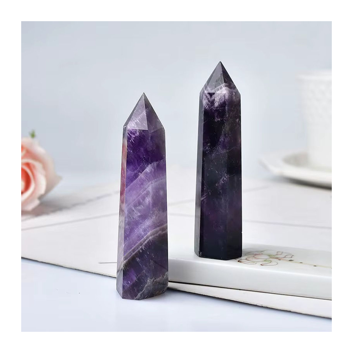 RYCRYSTAL Amethyst Kristall Pyramide in Lila als dekoratives Stein Ornament - Bild 3