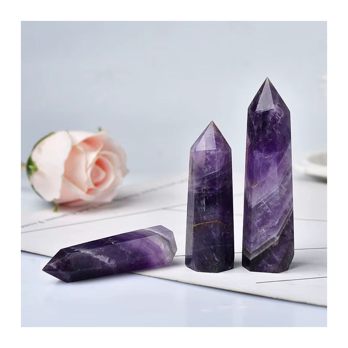 RYCRYSTAL Amethyst Kristall Pyramide in Lila als dekoratives Stein Ornament - Bild 5