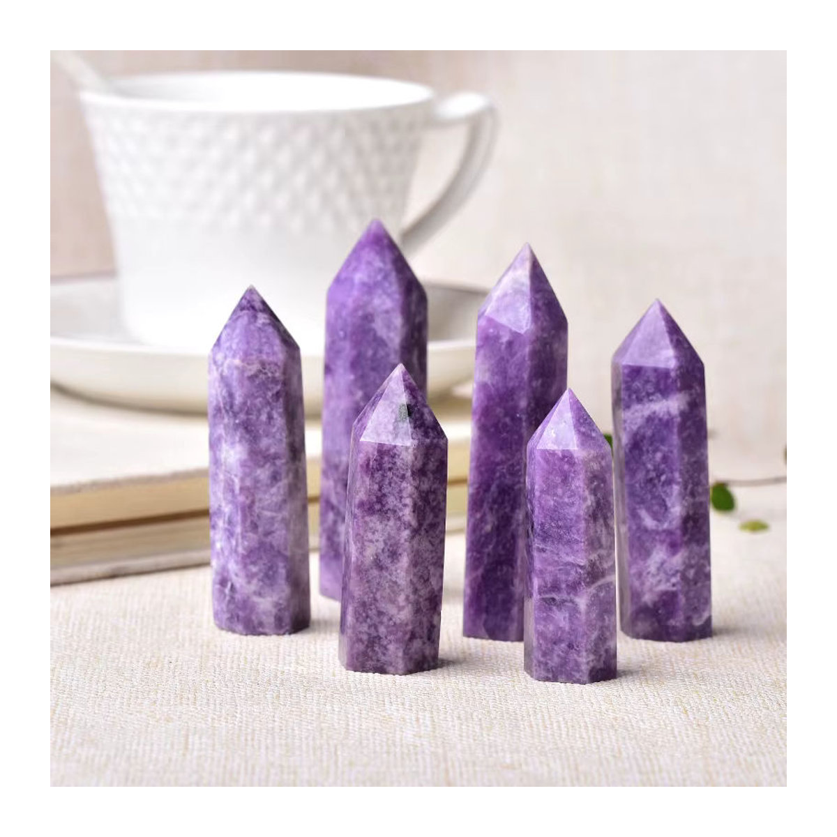 RYCRYSTAL Amethyst Quarz Obelisk Lila Kristallturm als Heilstein Ornament für Reiki und Wohnkultur - Bild 2