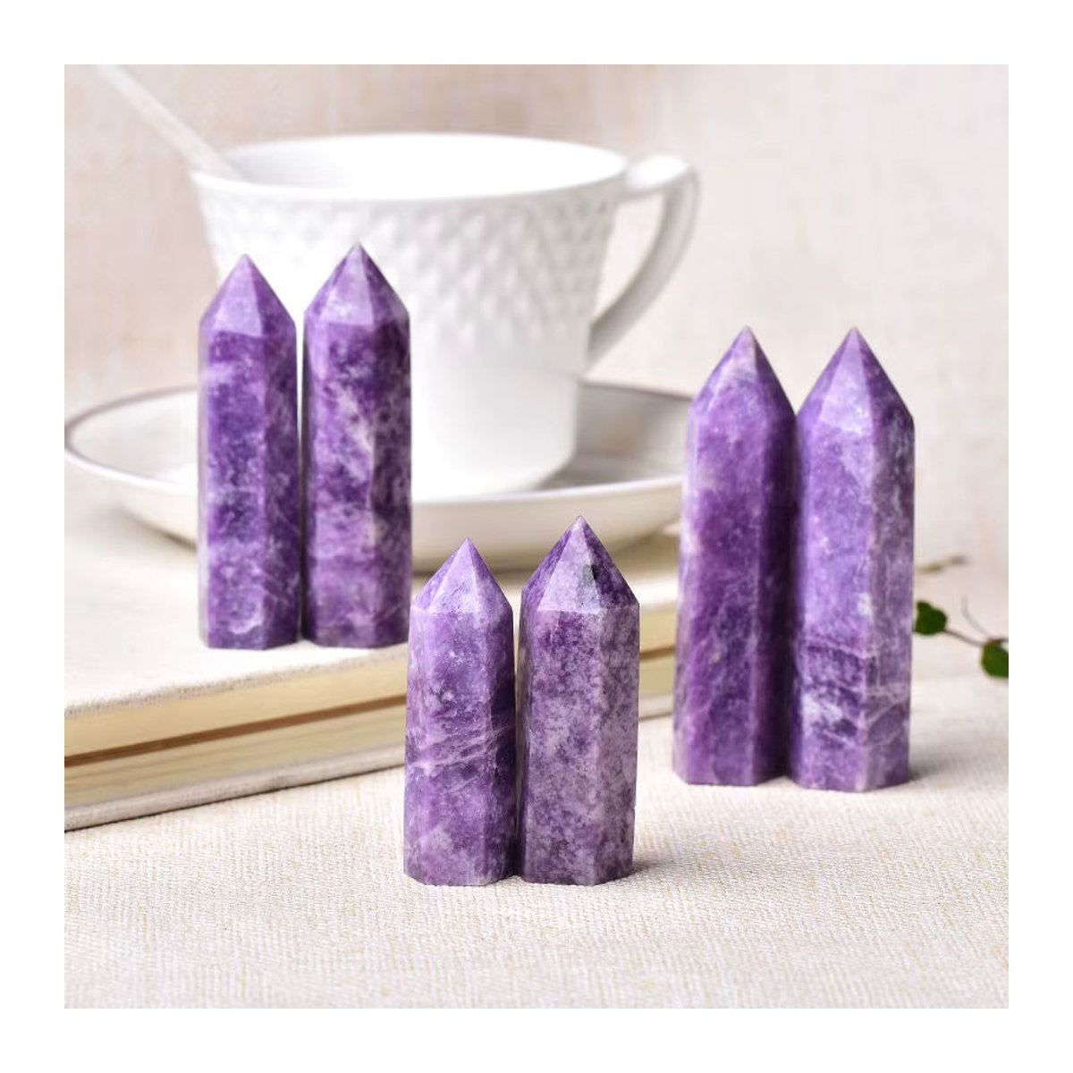 RYCRYSTAL Amethyst Quarz Obelisk Lila Kristallturm als Heilstein Ornament für Reiki und Wohnkultur - Bild 3