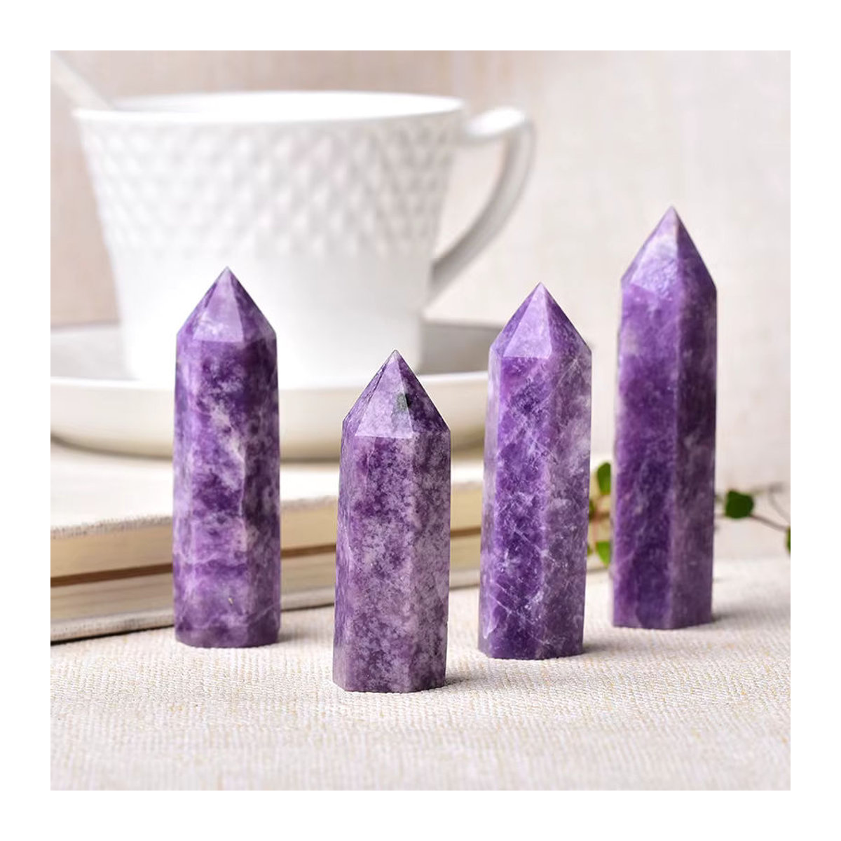 RYCRYSTAL Amethyst Quarz Obelisk Lila Kristallturm als Heilstein Ornament für Reiki und Wohnkultur - Bild 4