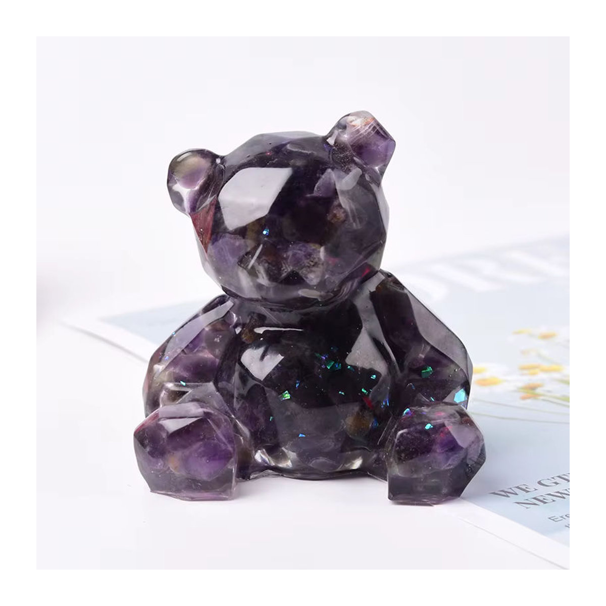 RYCRYSTAL Bär Figur aus natürlichem Kristall in Mehrfarbig und Rosa als Deko-Stein und Reiki Energie Geschenk - Bild 5