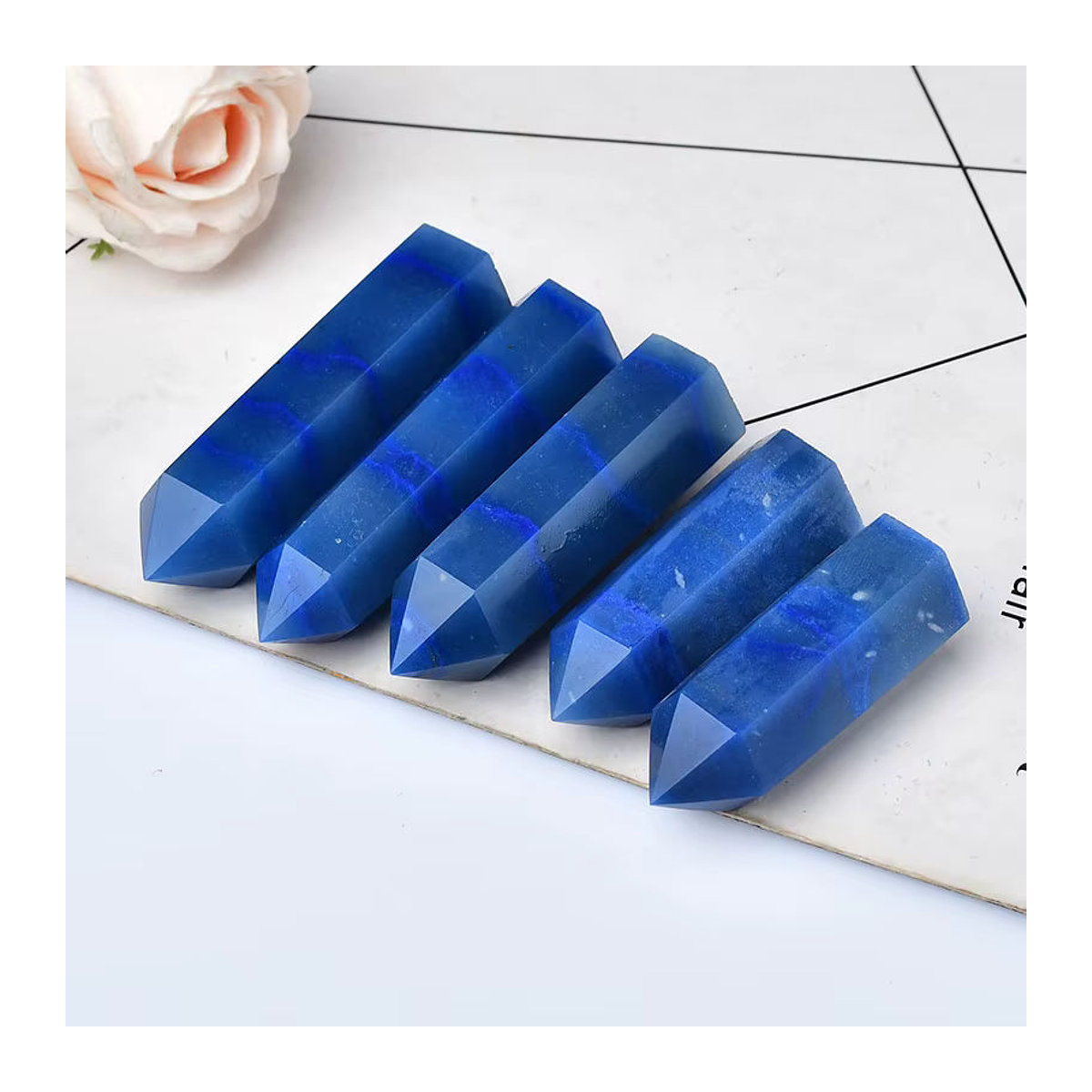 RYCRYSTAL Blauer Aventurin Obelisk aus Naturstein als dekoratives Kristall-Ornament in Blau - Bild 3