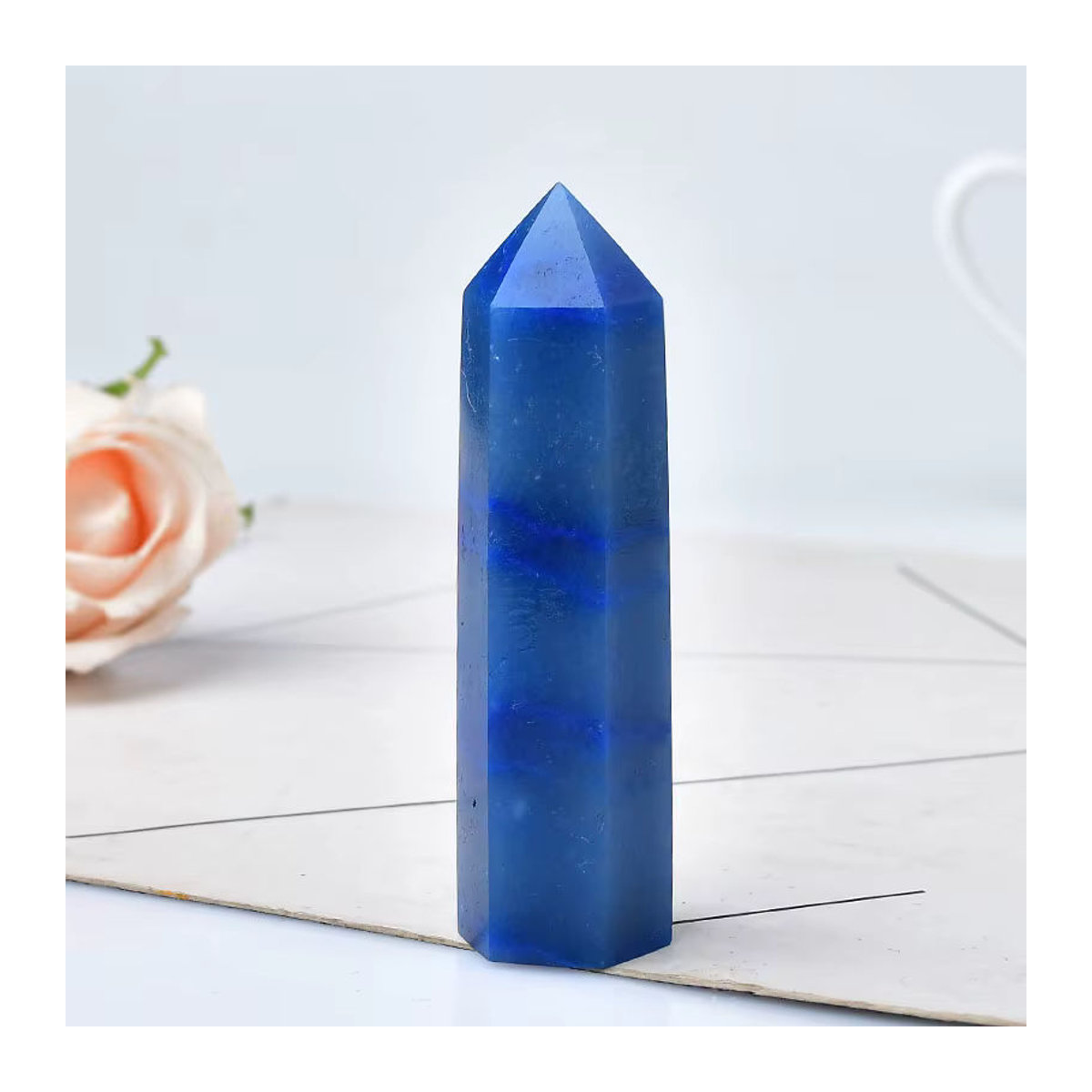 RYCRYSTAL Blauer Aventurin Obelisk aus Naturstein als dekoratives Kristall-Ornament in Blau - Bild 5