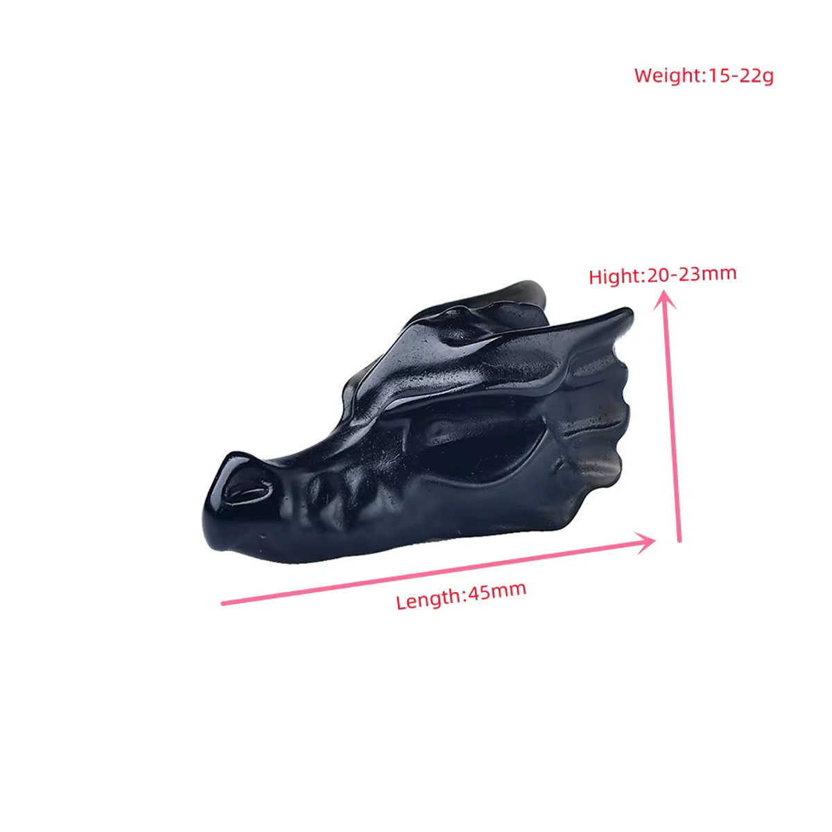 RYCRYSTAL Drachenschädel aus schwarzem Obsidian als natürliches Kristall-Ornament zur Dekoration und für Reiki-Heilung - Bild 6