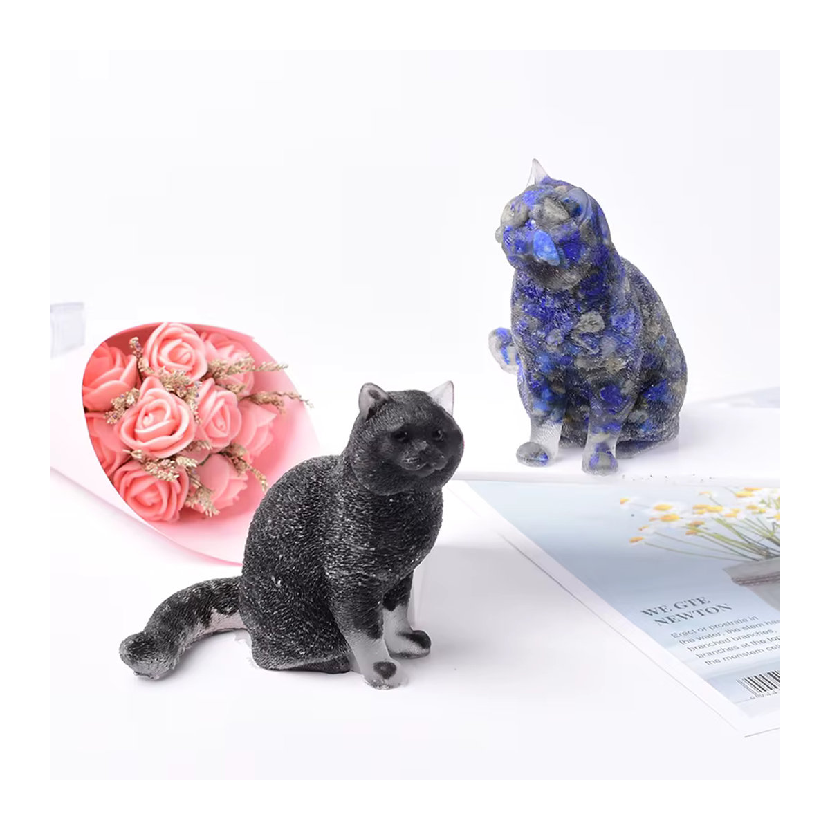 RYCRYSTAL Katze Figur aus Lapis Lazuli Kristall als Dekoartikel und Reiki Energie Stein - Bild 4