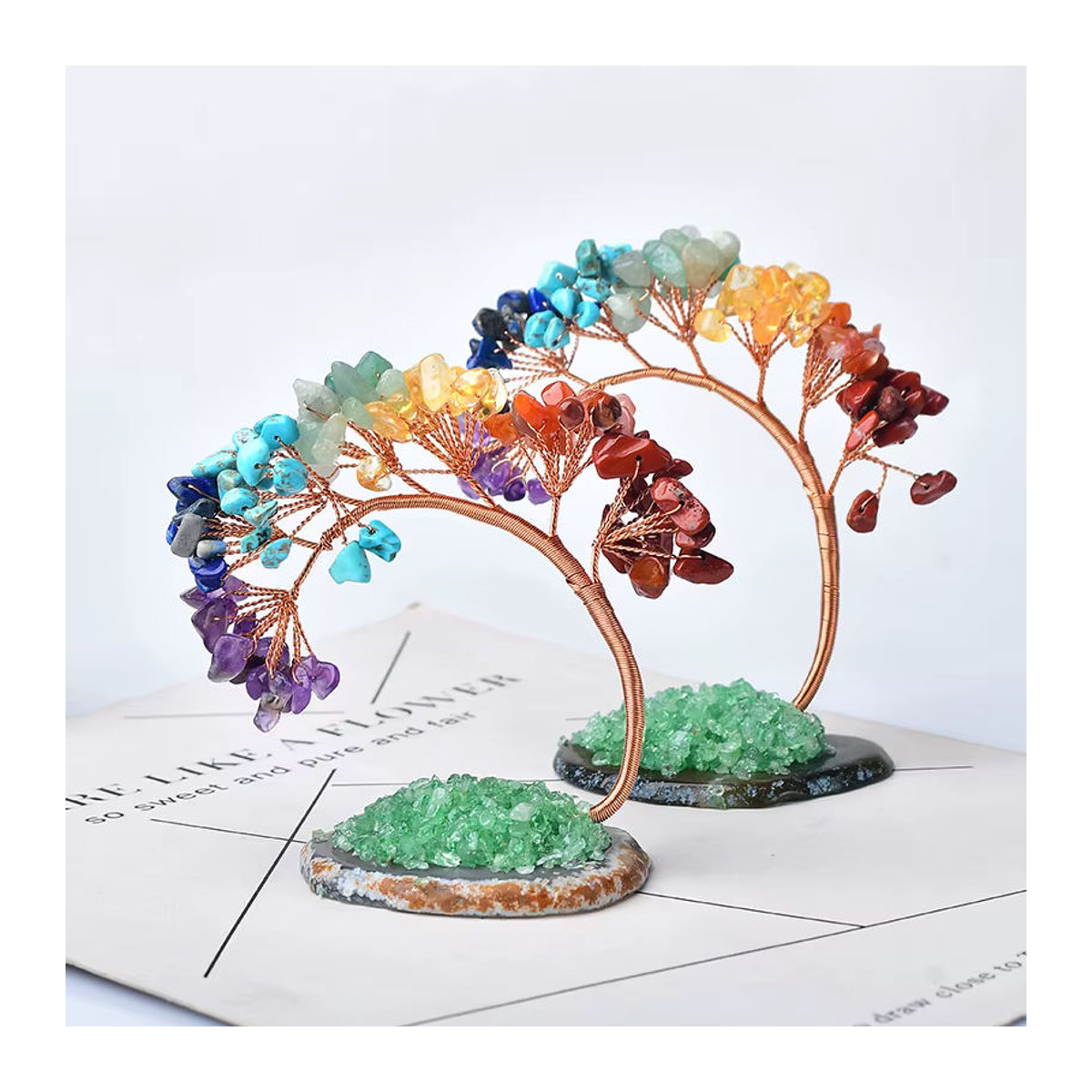 RYCRYSTAL Kristallbaum aus Achat in mehrfarbiger Naturaloptik als dekoratives Reiki Healing Ornament im Bohemian Stil - Bild 2